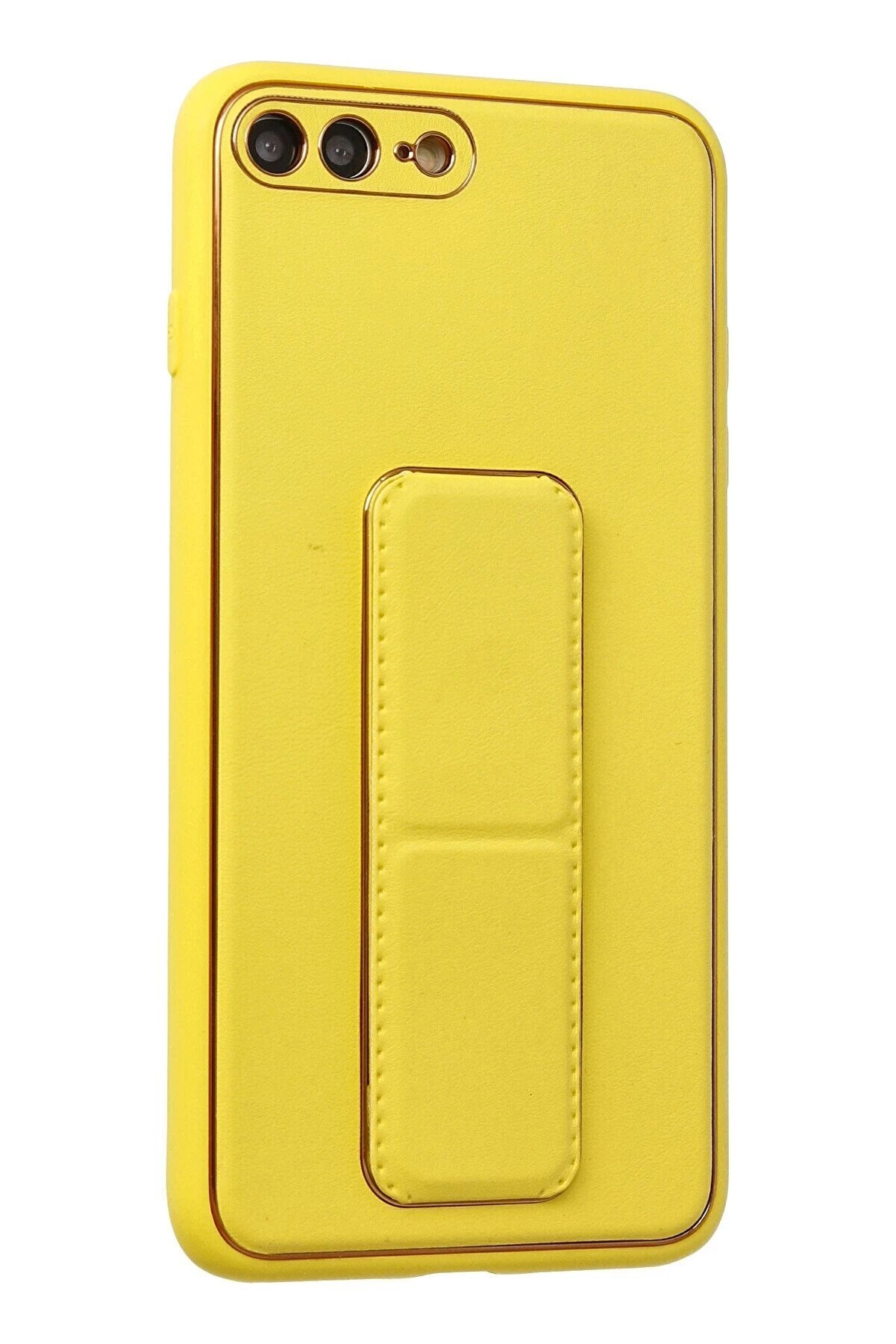 İphone 7 Plus Kılıf Coco Deri̇ Standlı Kapak - Sarı - Dropx5990-9872