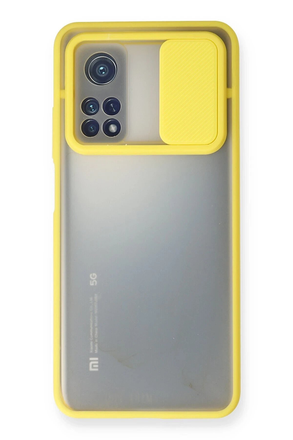CepteToptan Xiaomi Mi 10T Kılıf Palm Buzlu Kamera Sürgülü Silikon - Sarı - DROPX5863-1136