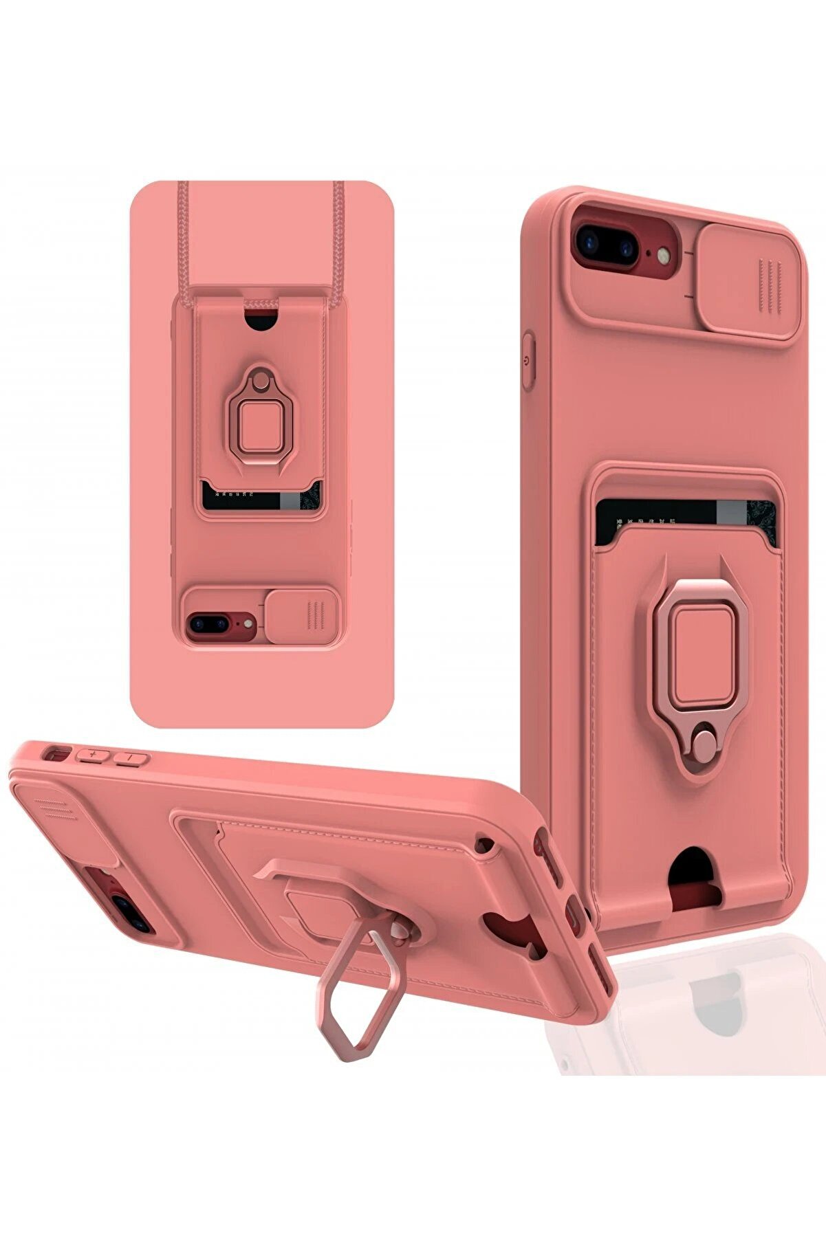 CepteToptan iPhone 7 Plus Kılıf Zuma Kartvizitli Y&uuml;z&uuml;kl&uuml; Silikon - Pembe - DROPX1912-3523