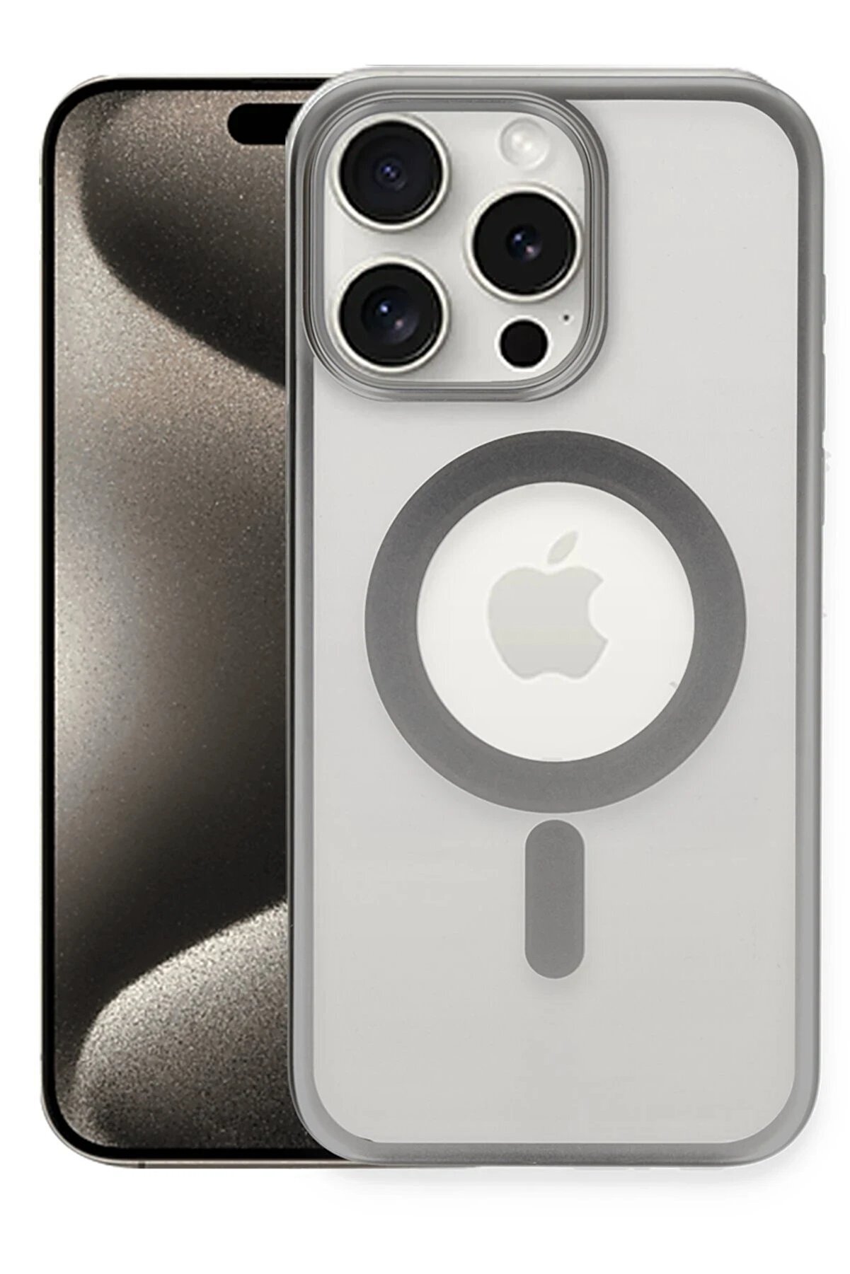 CepteToptan iPhone 15 Pro Kılıf Erozi Magsafe Kapak - Gümüş - DROPX6501-3697