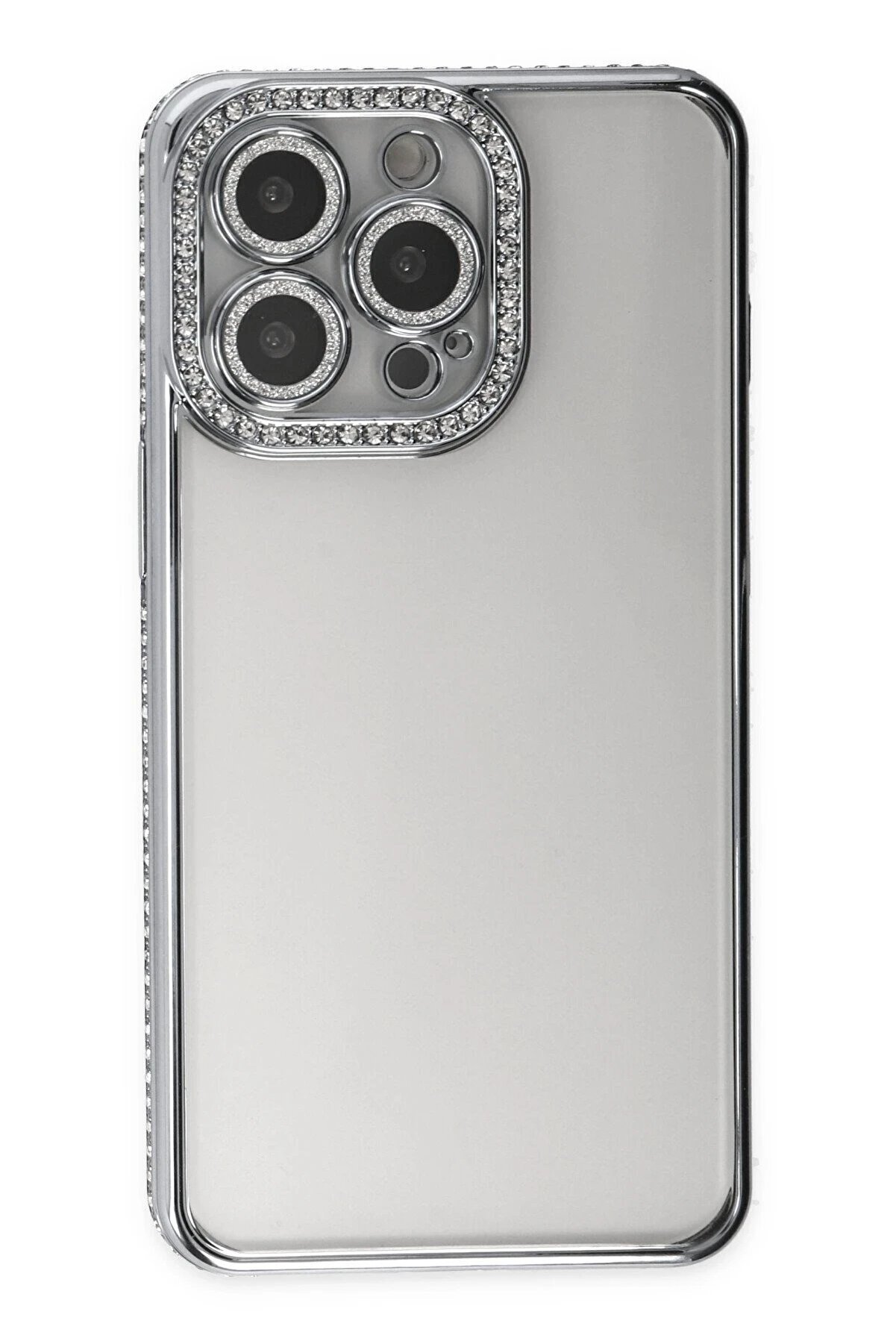 İphone 13 Pro Kılıf Joke Taşlı Si̇li̇kon - G&uuml;m&uuml;ş - Dropx8655-9136