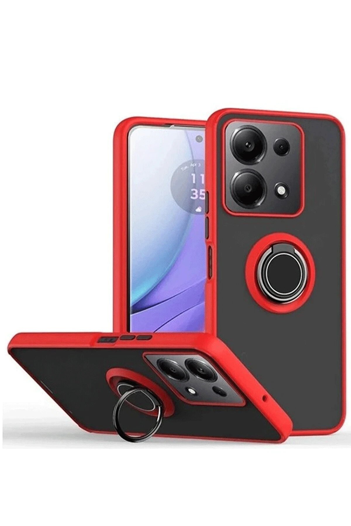 CepteToptan Xiaomi Redmi Note 13 Pro 5G Kılıf Montreal Yüzüklü Silikon Kapak - Kırmız - DROPX9095-3910