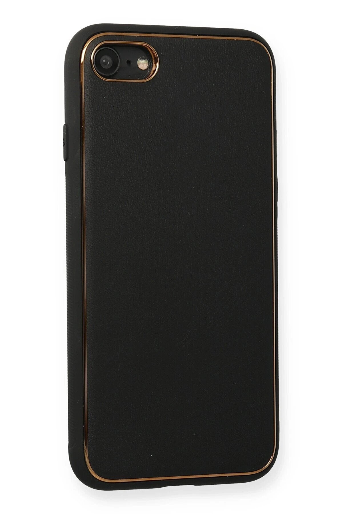 İphone 7 Kılıf Coco Deri̇ Si̇li̇kon Kapak - Si̇yah - Dropx9475-1987