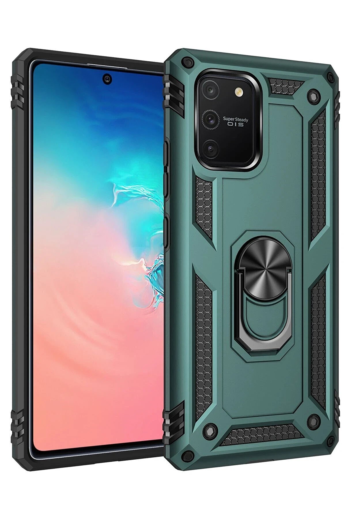 CepteToptan Samsung Galaxy A91 / S10 Lite Kılıf Sofya Yüzüklü Silikon Kapak - Yeşil - DROPX4394-7966