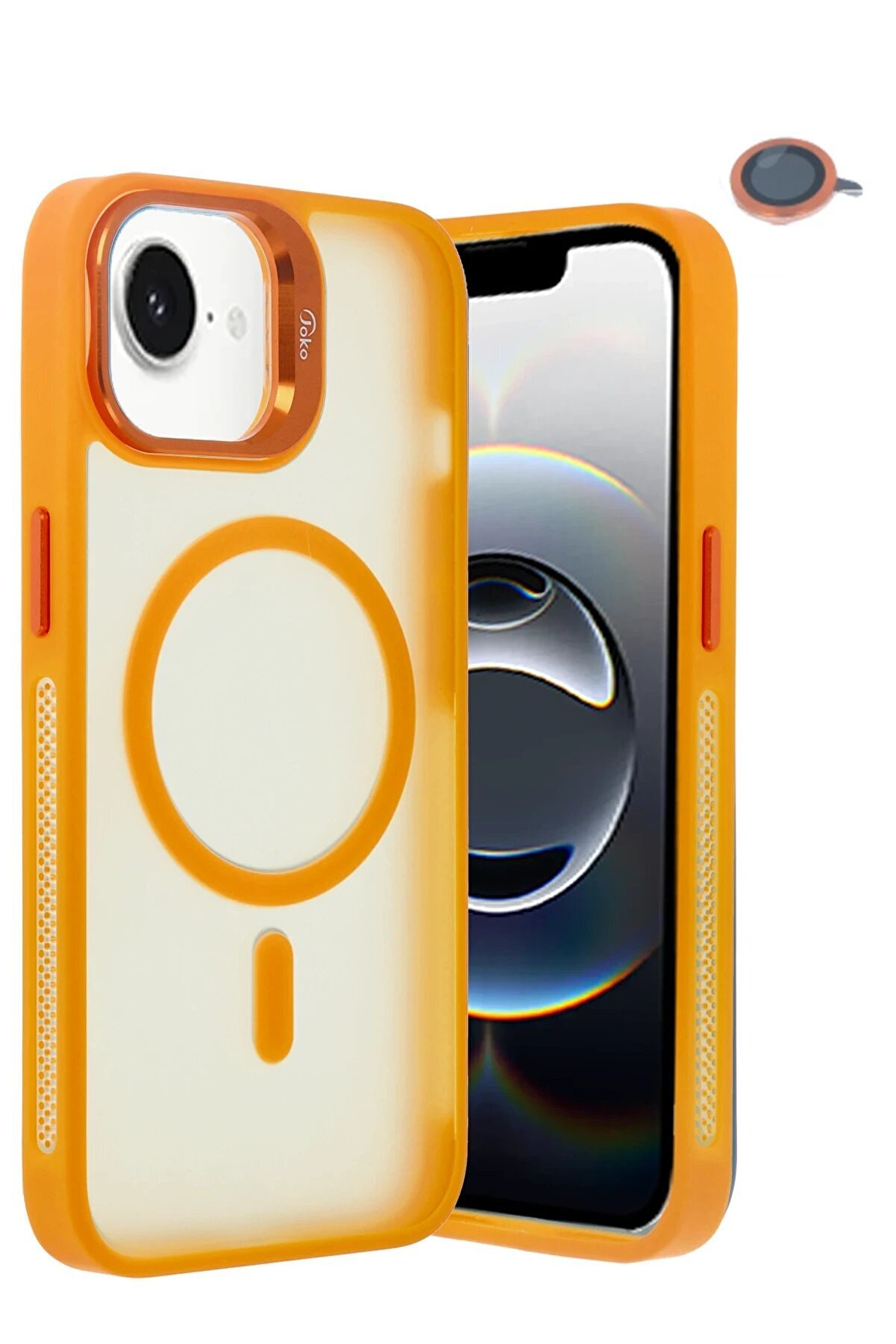 CepteToptan iPhone 16E Flet Lens Magsafe Kapak - Turuncu - DROPX3902-2240