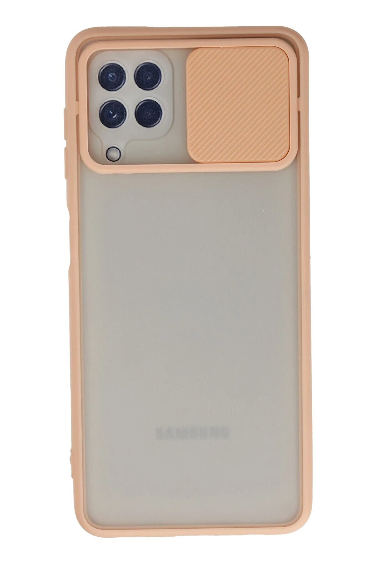 CepteToptan Samsung Galaxy A22 Kılıf Palm Buzlu Kamera Sürgülü Silikon - Pembe - DROPX8510-8807