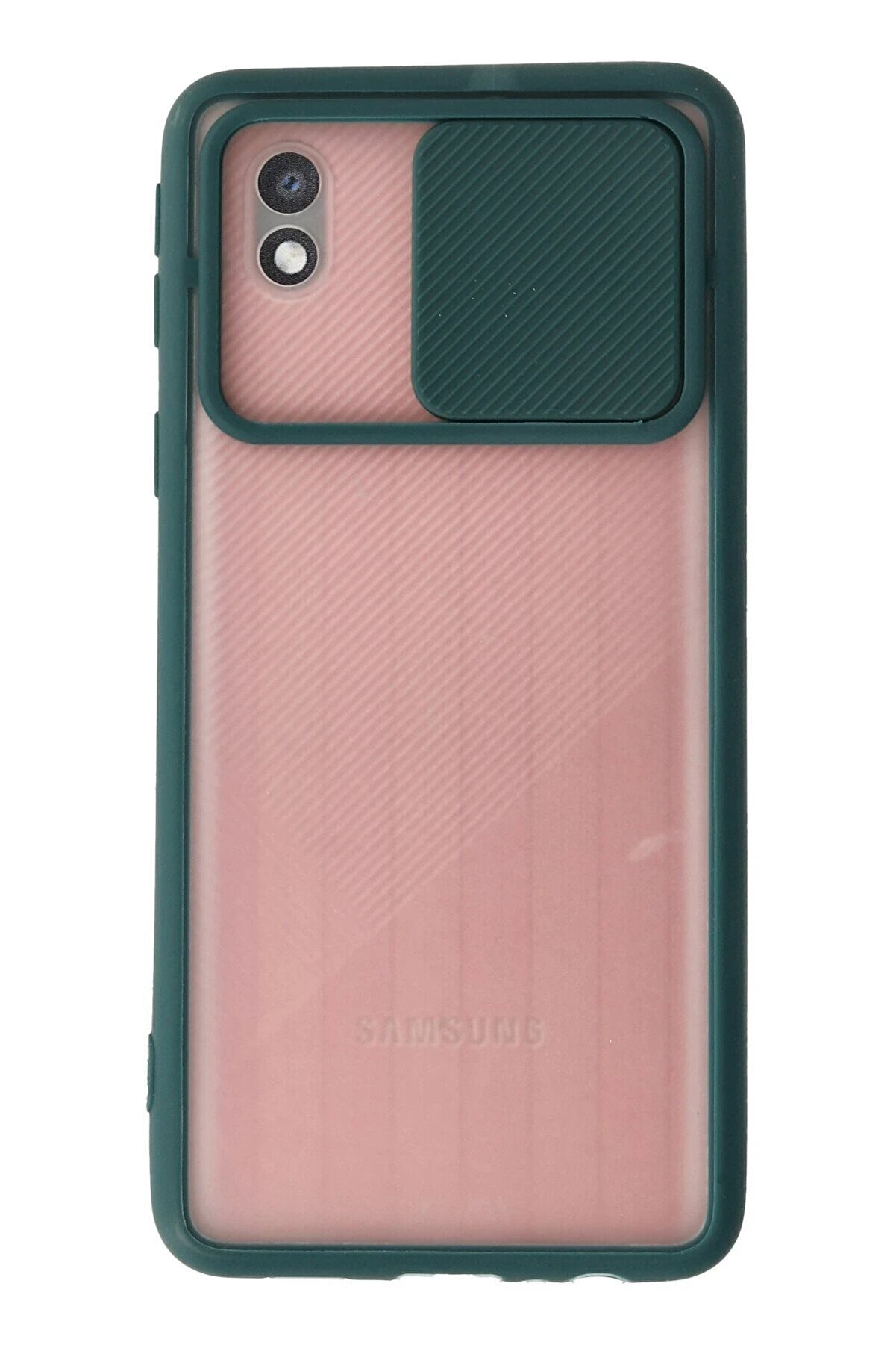 CepteToptan Samsung Galaxy A01 Core Kılıf Palm Buzlu Kamera Sürgülü Silikon - Yeşil - DROPX5480-5727