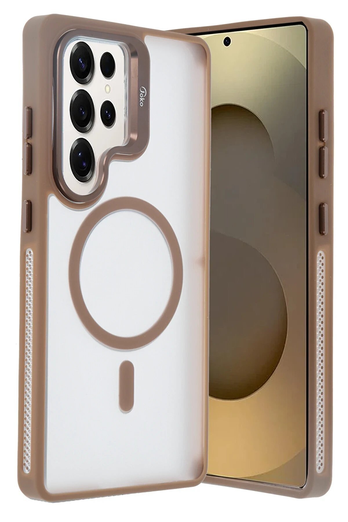 CepteToptan Samsung Galaxy S25 Ultra Flet Lens Magsafe Kapak - Gold - DROPX7089-2832