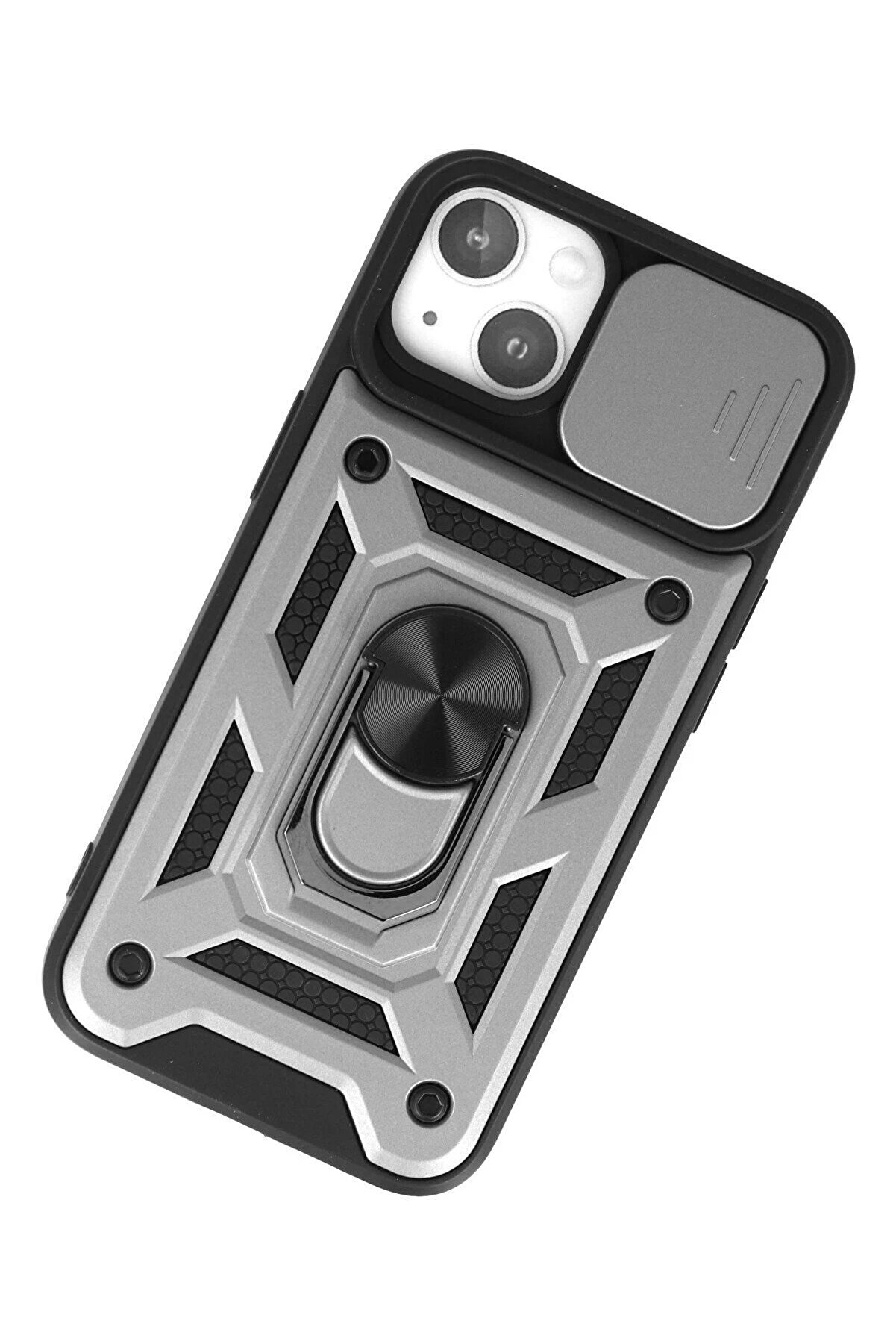 İphone 15 Kılıf Pars Lens Yüzüklü Si̇li̇kon - Gümüş - Dropx3691-3717