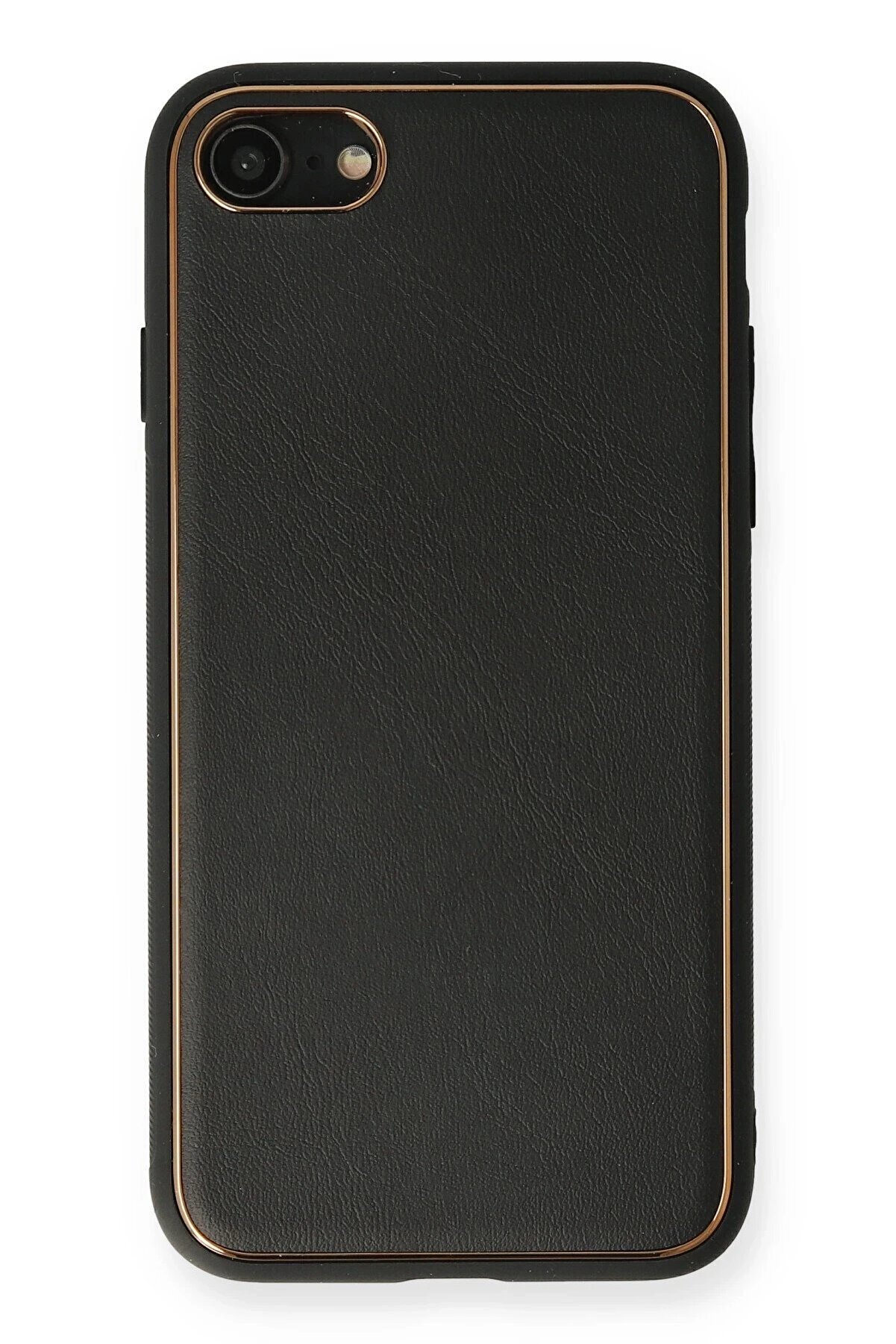 CepteToptan iPhone 7 Kılıf Coco Deri Silikon Kapak - Siyah - DROPX9475-1987