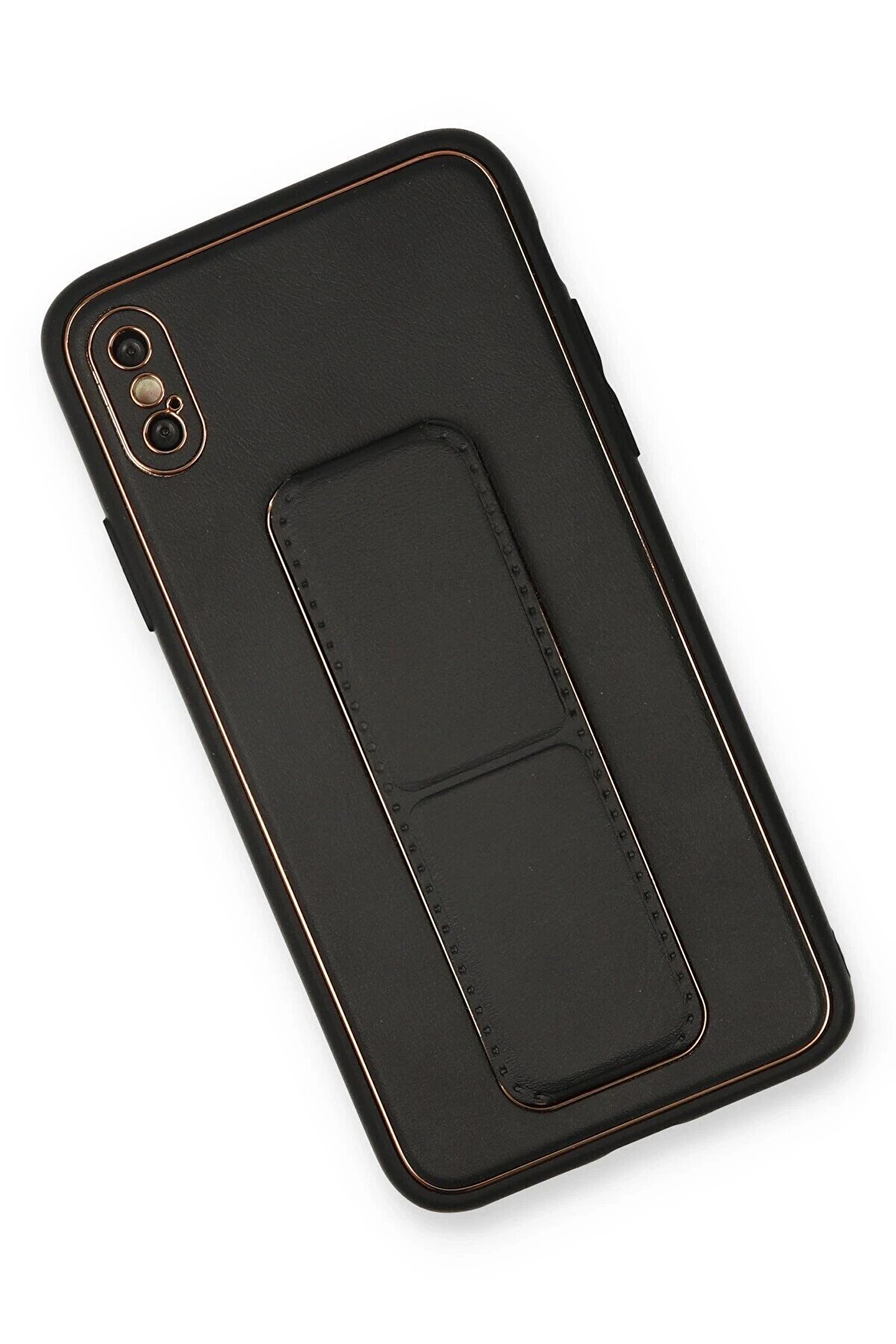 İphone Xs Max Kılıf Coco Deri̇ Standlı Kapak - Si̇yah - Dropx4398-4017