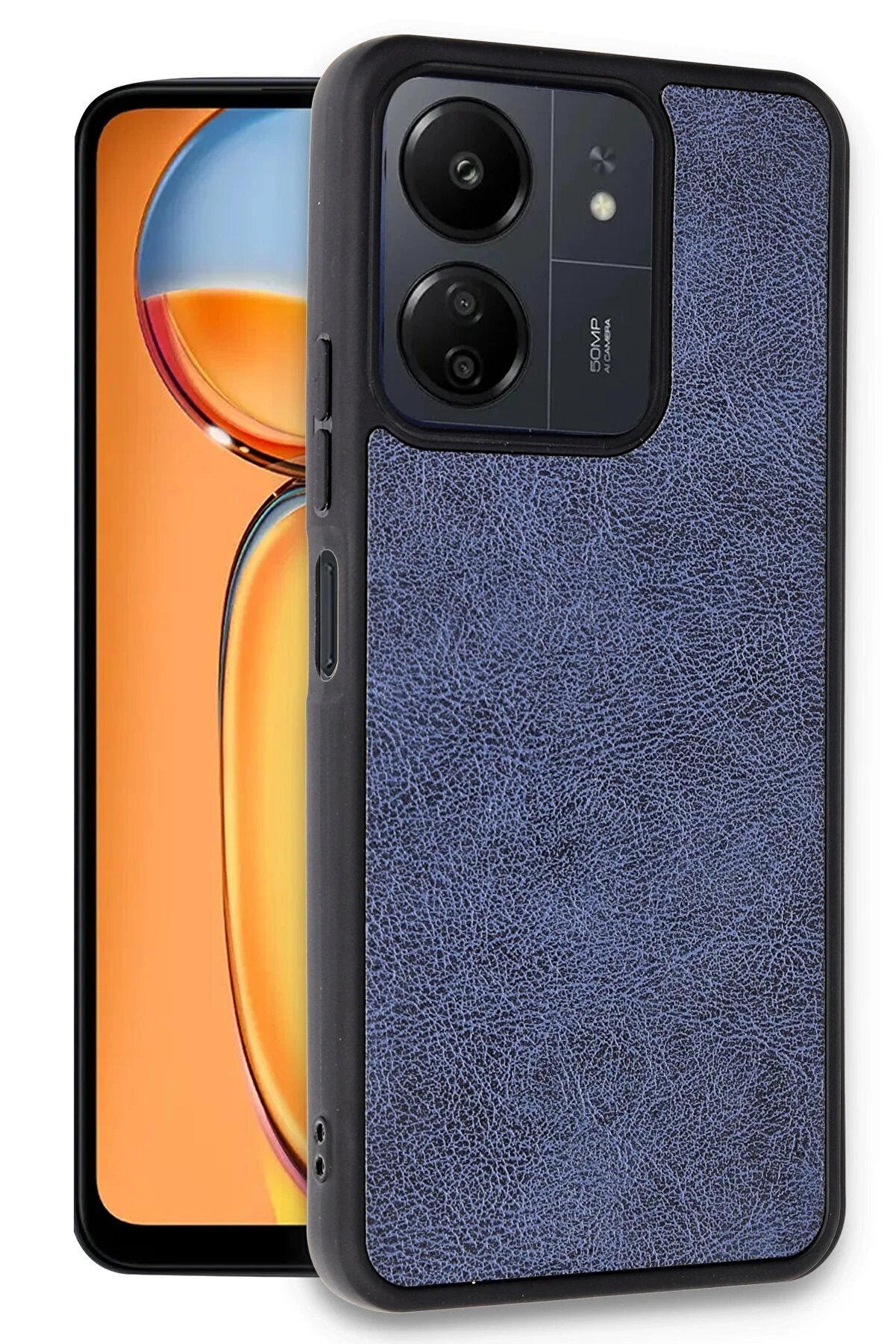 Xi̇aomi̇ Redmi̇ 13C Kılıf Aras Deri̇ Kapak - Laci̇vert - Dropx2994-1092