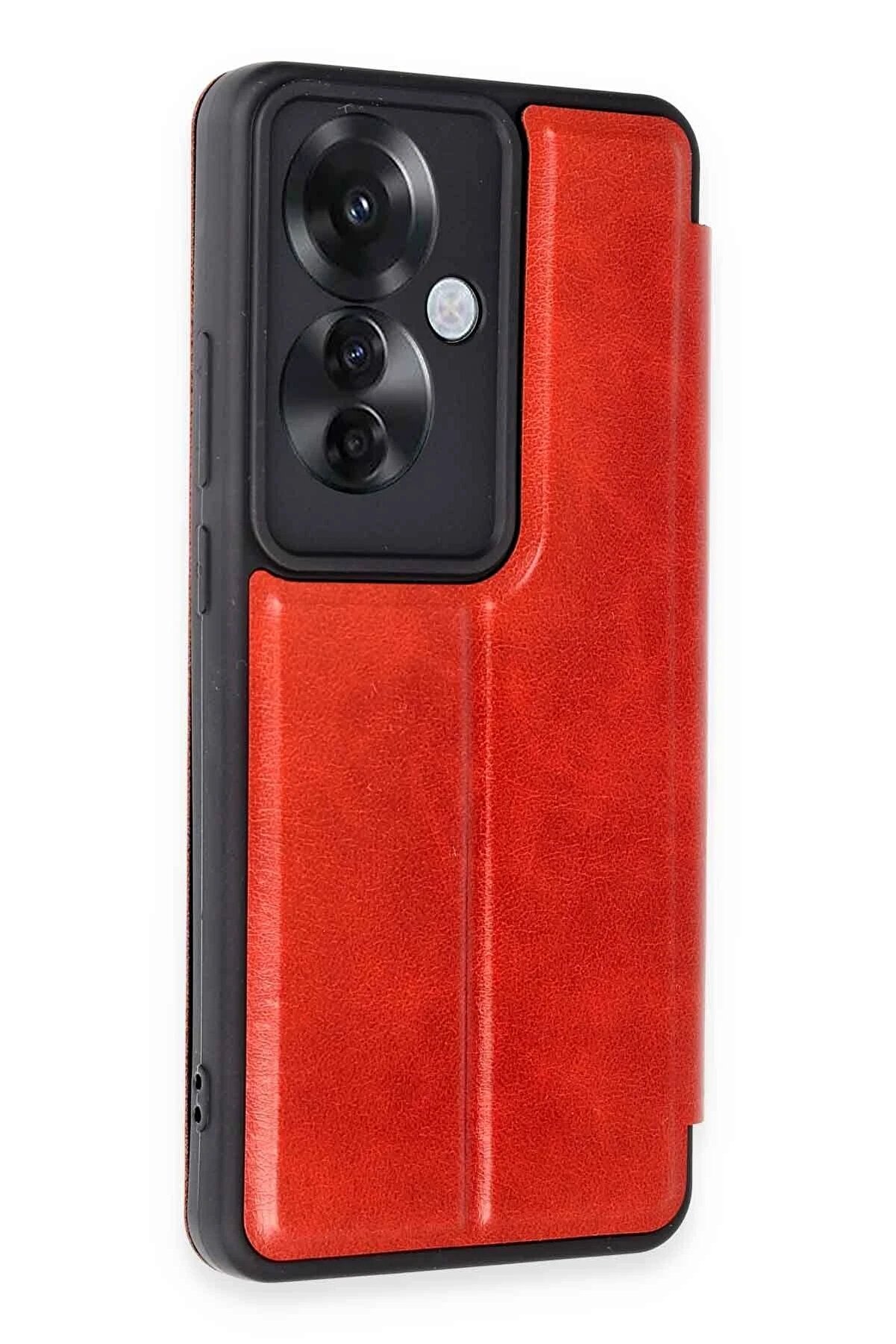 Oppo Reno 11F Kılıf Fli̇p Cover - Kırmızı - Dropx4025-2742