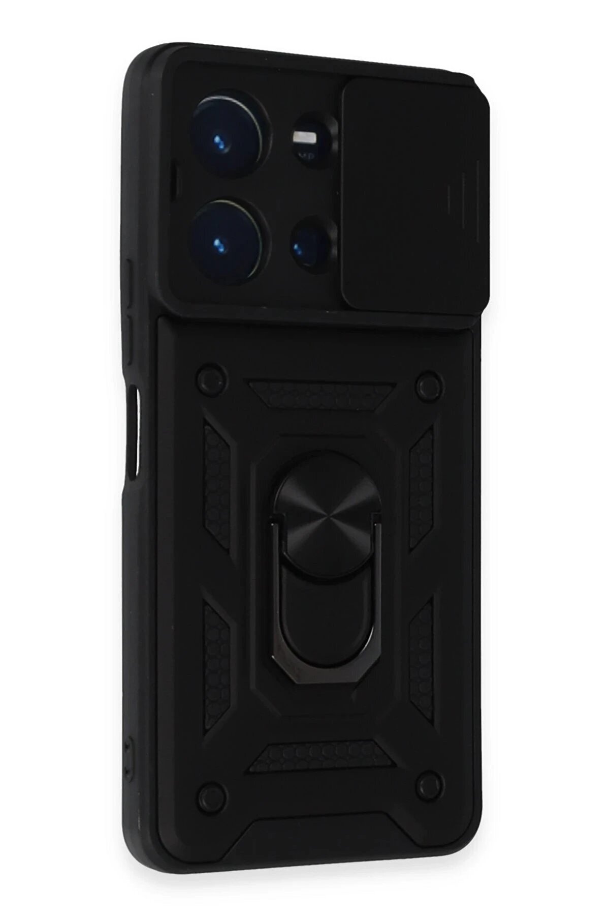 CepteToptan Vivo Y36 Kılıf Pars Lens Yüzüklü Silikon - Siyah - DROPX8708-3257