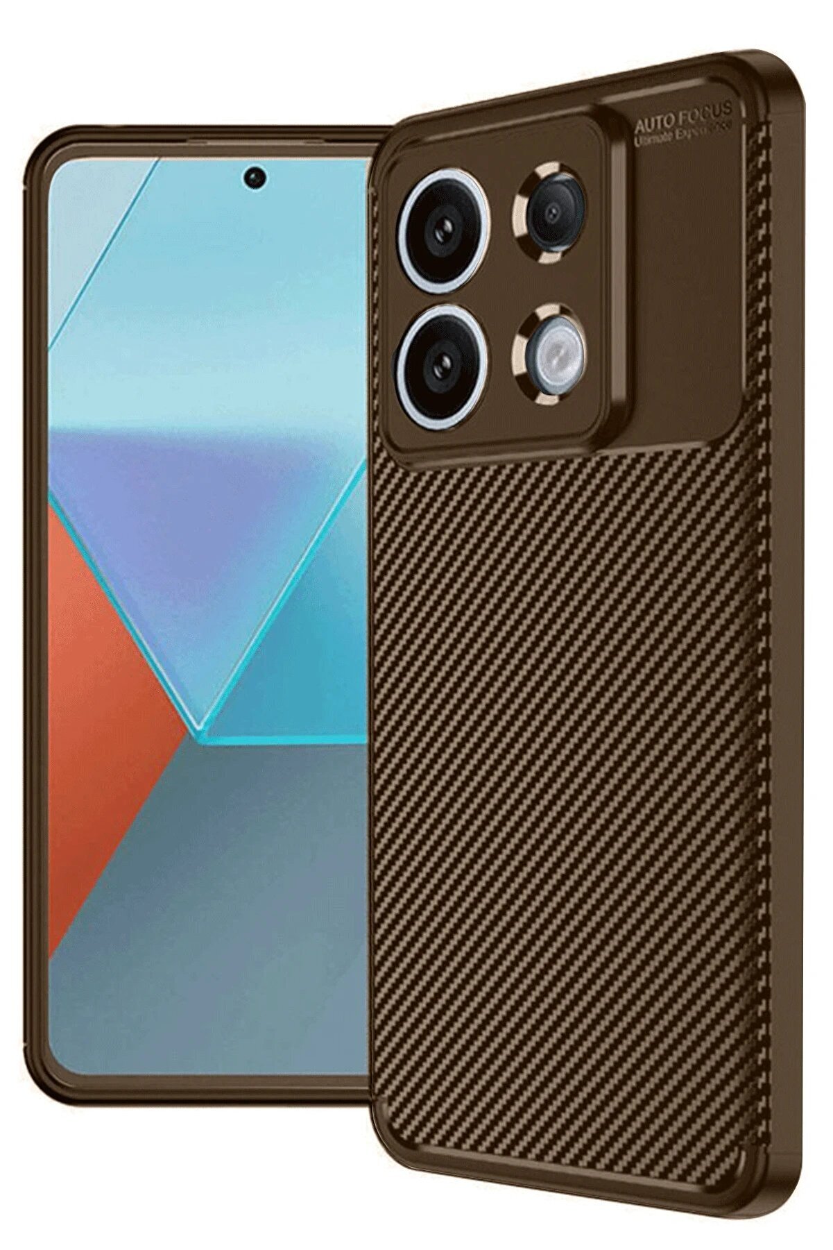 CepteToptan Xiaomi Redmi Note 13 Pro 4G Kılıf Auto Focus Karbon Kapak - Kahverengi - DROPX8071-8952