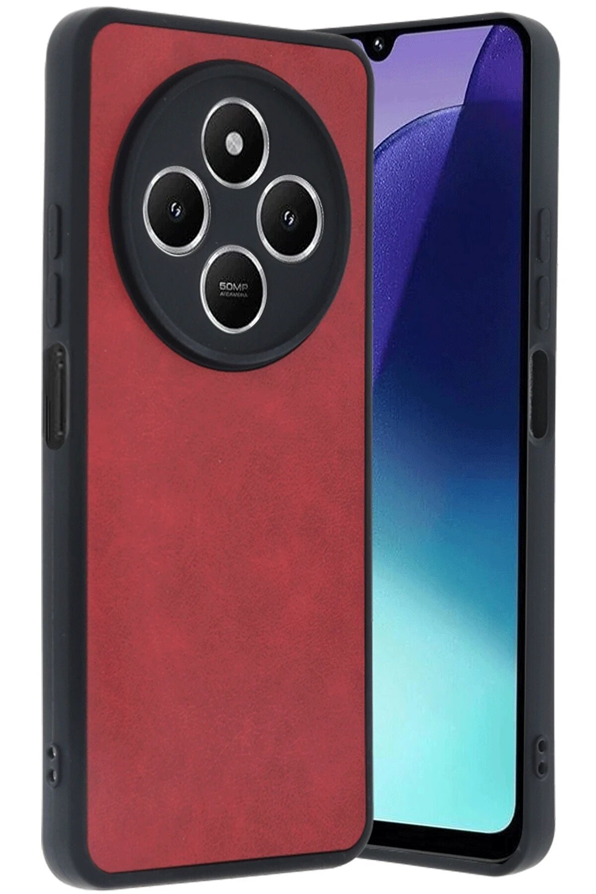 CepteToptan Xiaomi Redmi 14C Kılıf Aras Deri Kapak - Kırmızı - DROPX7760-5332