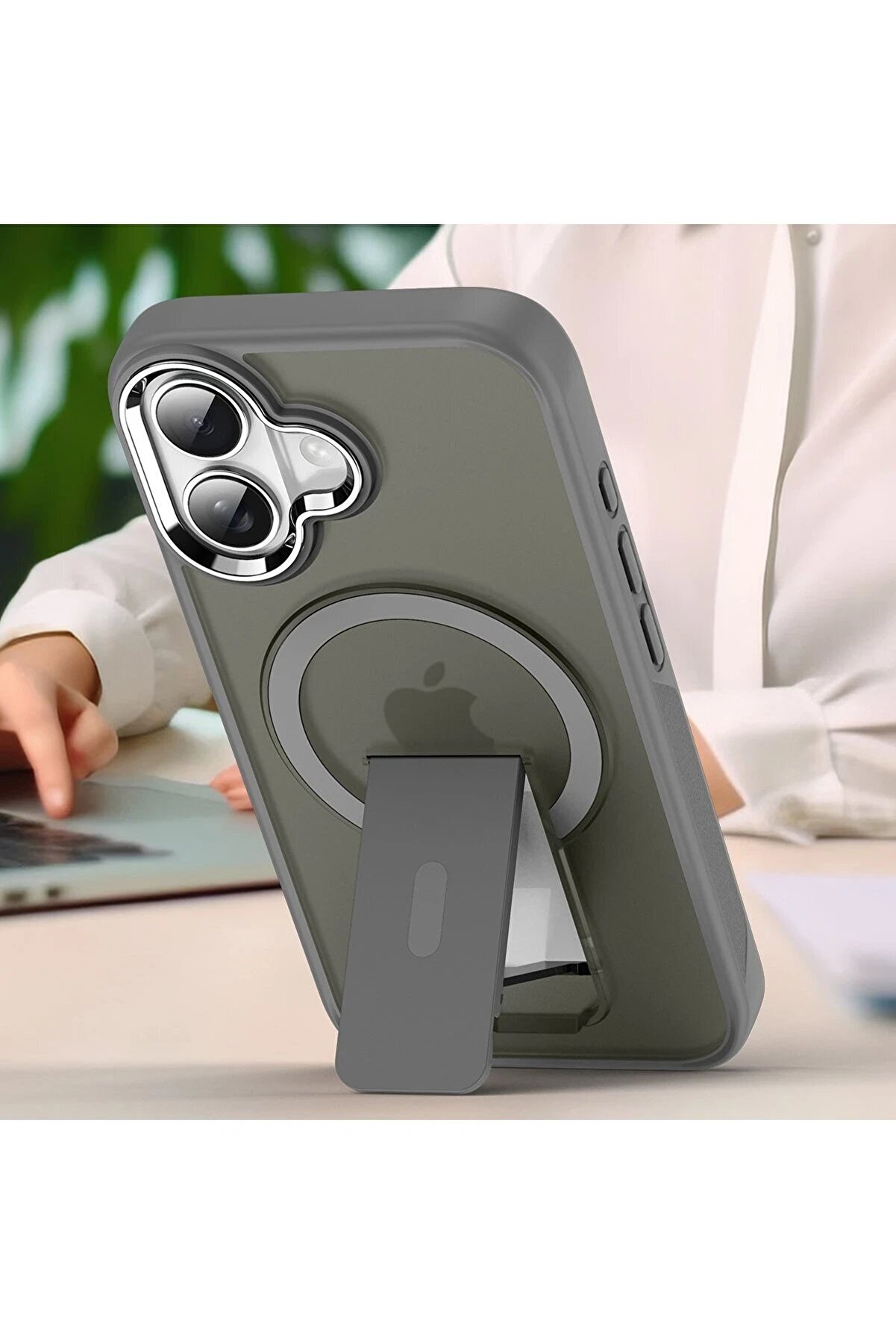 İphone 16 Plus Kılıf Tork Magsafe Standlı Kapak - Si̇yah - Dropx9550-2581