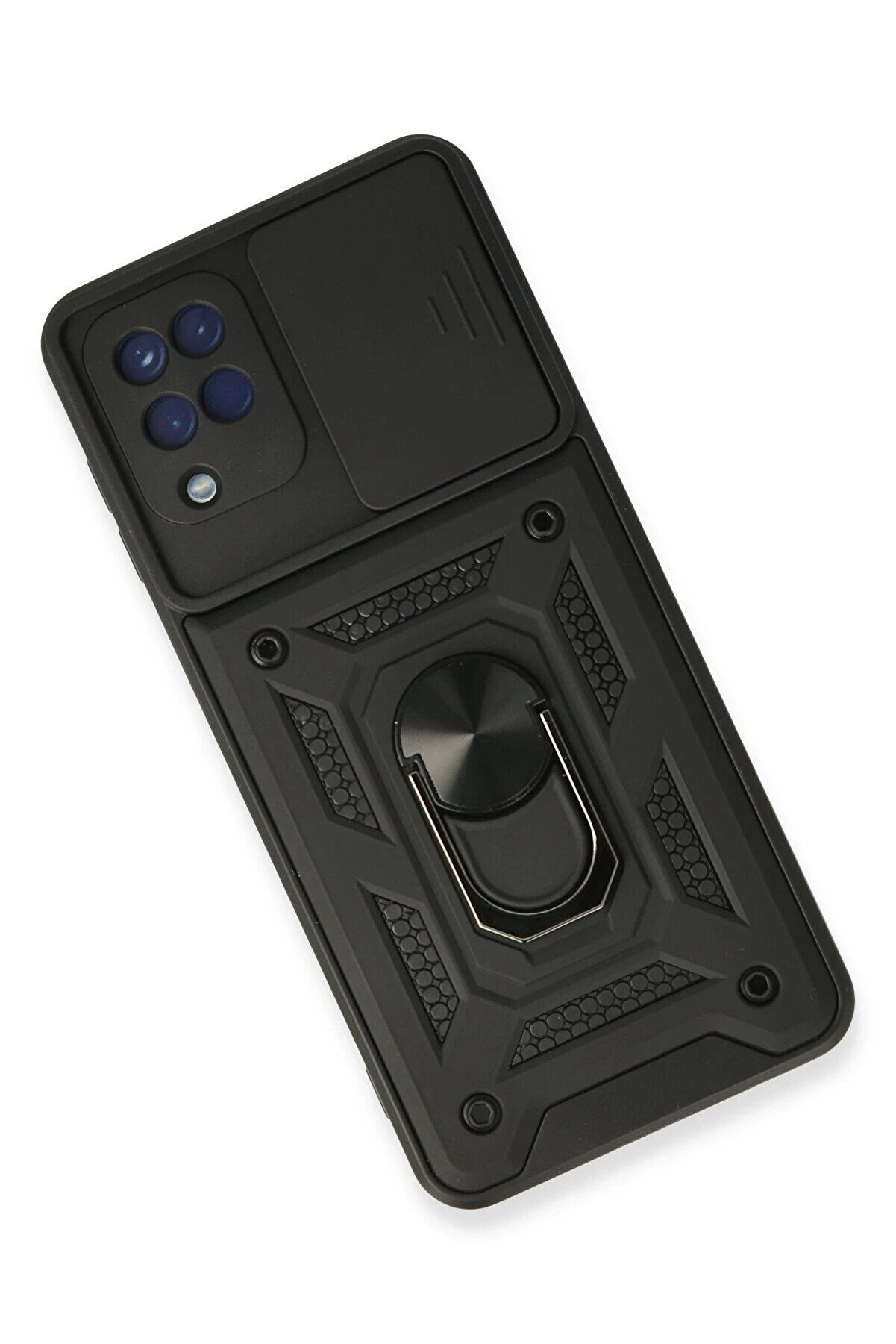 Samsung Galaxy A22 Kılıf Pars Lens Yüzüklü Si̇li̇kon - Si̇yah - Dropx2517-5382