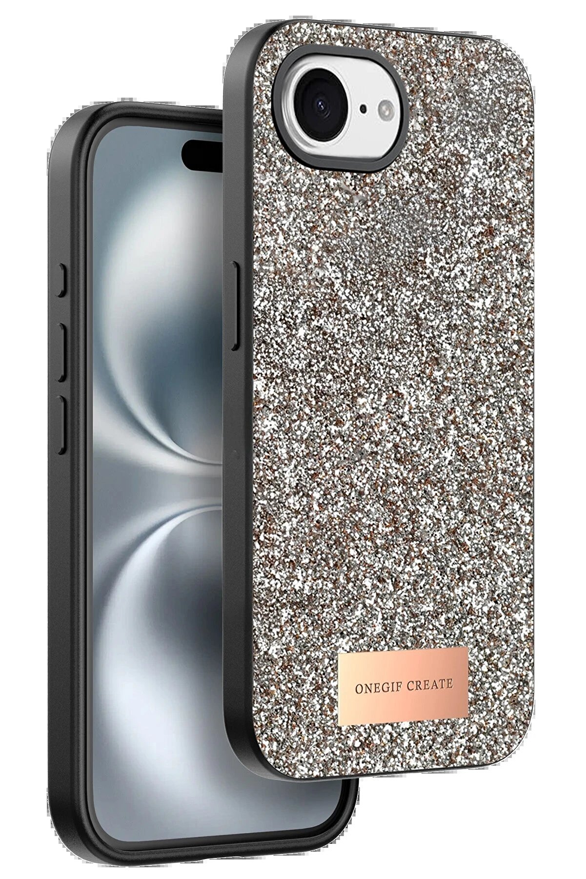 CepteToptan Apple iPhone 16E Bright Simli Kapak - Çöl Titanyum - DROPX7586-4004