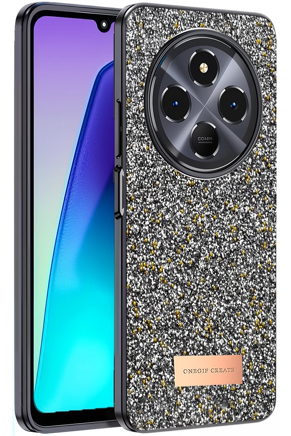 CepteToptan Xiaomi Redmi 14C Bright Simli Kapak - Gümüş - DROPX4338-8945