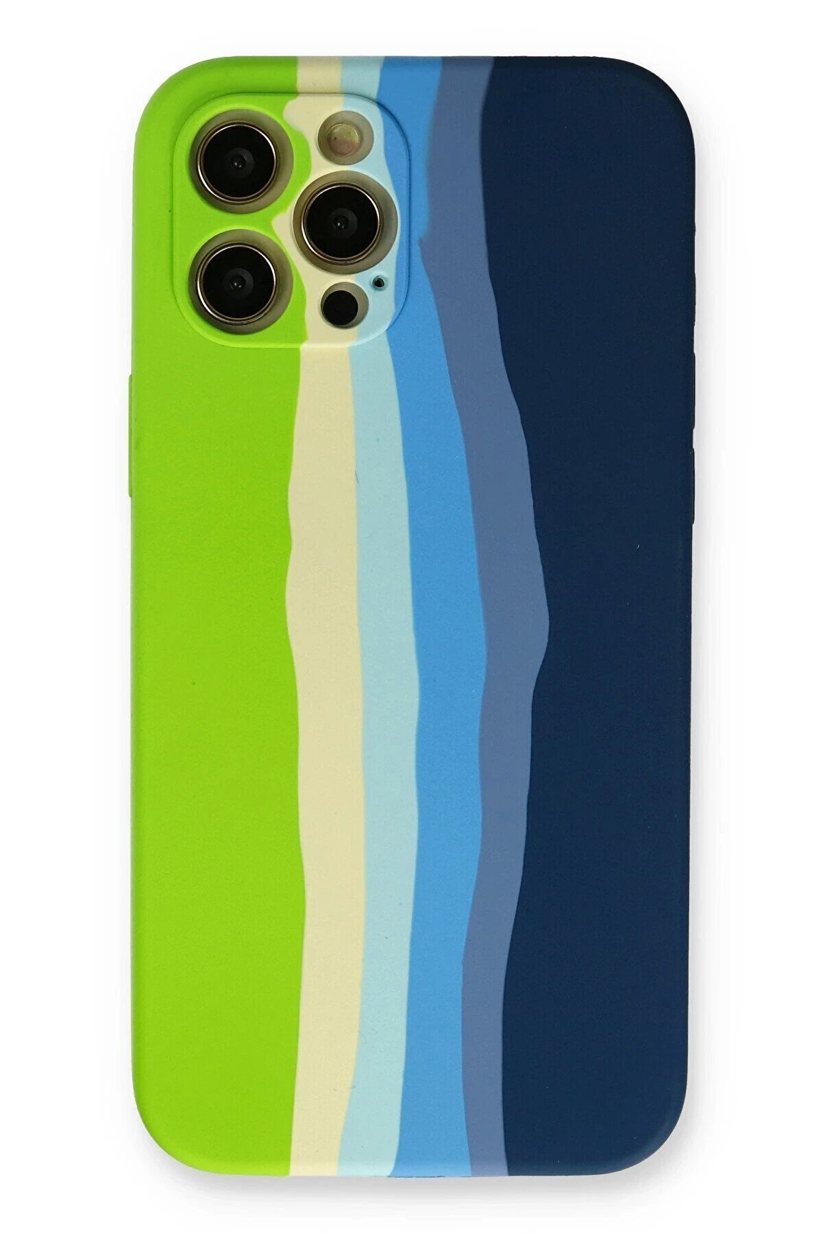 CepteToptan iPhone 12 Pro Max Kılıf Ebruli Lansman Silikon - Yeşil-Koyu Yeşil - DROPX3174-3633