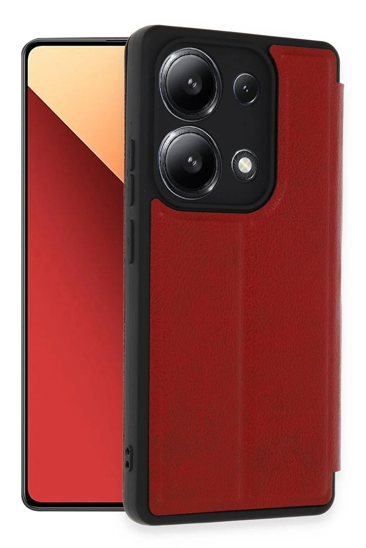 CepteToptan Xiaomi Redmi Note 13 4G Kılıf Flip Cover - Kırmızı - DROPX5708-7498