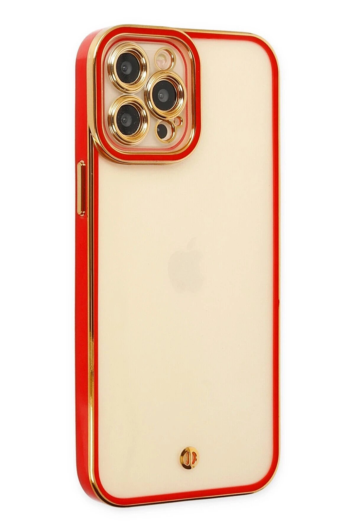 CepteToptan iPhone 12 Pro Max Kılıf Liva Lens Silikon - Kırmızı - DROPX8045-2279