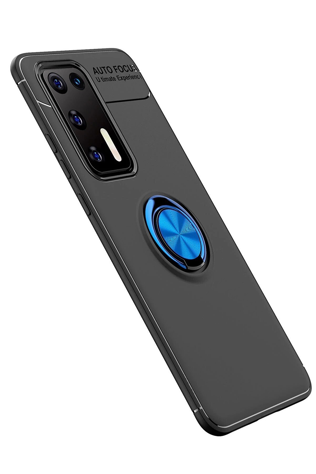 Huawei̇ P40 Kılıf Range Yüzüklü Si̇li̇kon - Si̇yah-Mavi̇ - Dropx9108-2722