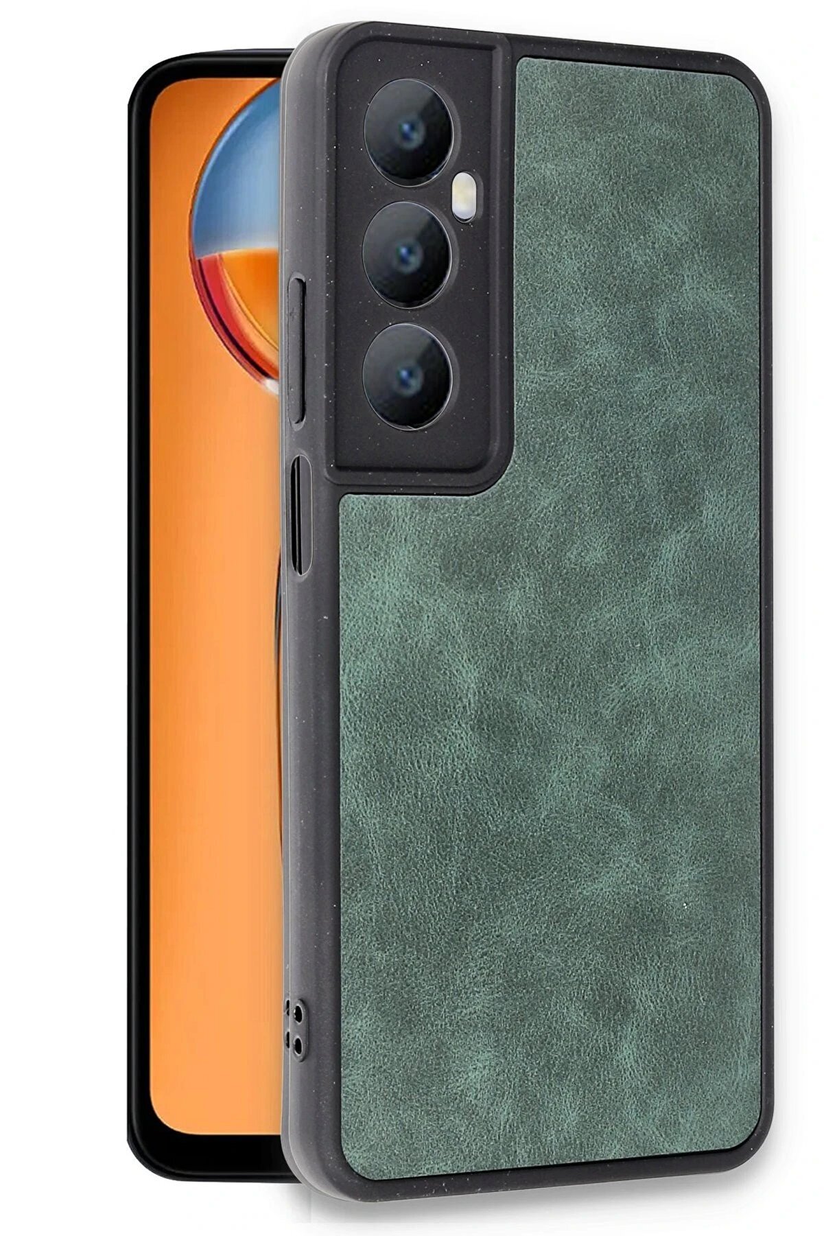 Realme C65 Kılıf Aras Deri̇ Kapak - Koyu Yeşi̇l - Dropx7911-1306