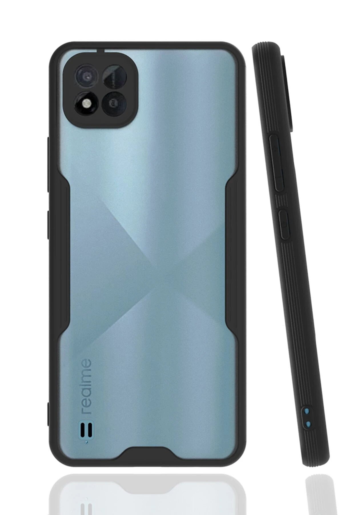 CepteToptan Realme C11 2021 Kılıf Platin Silikon - Siyah - DROPX3479-8678