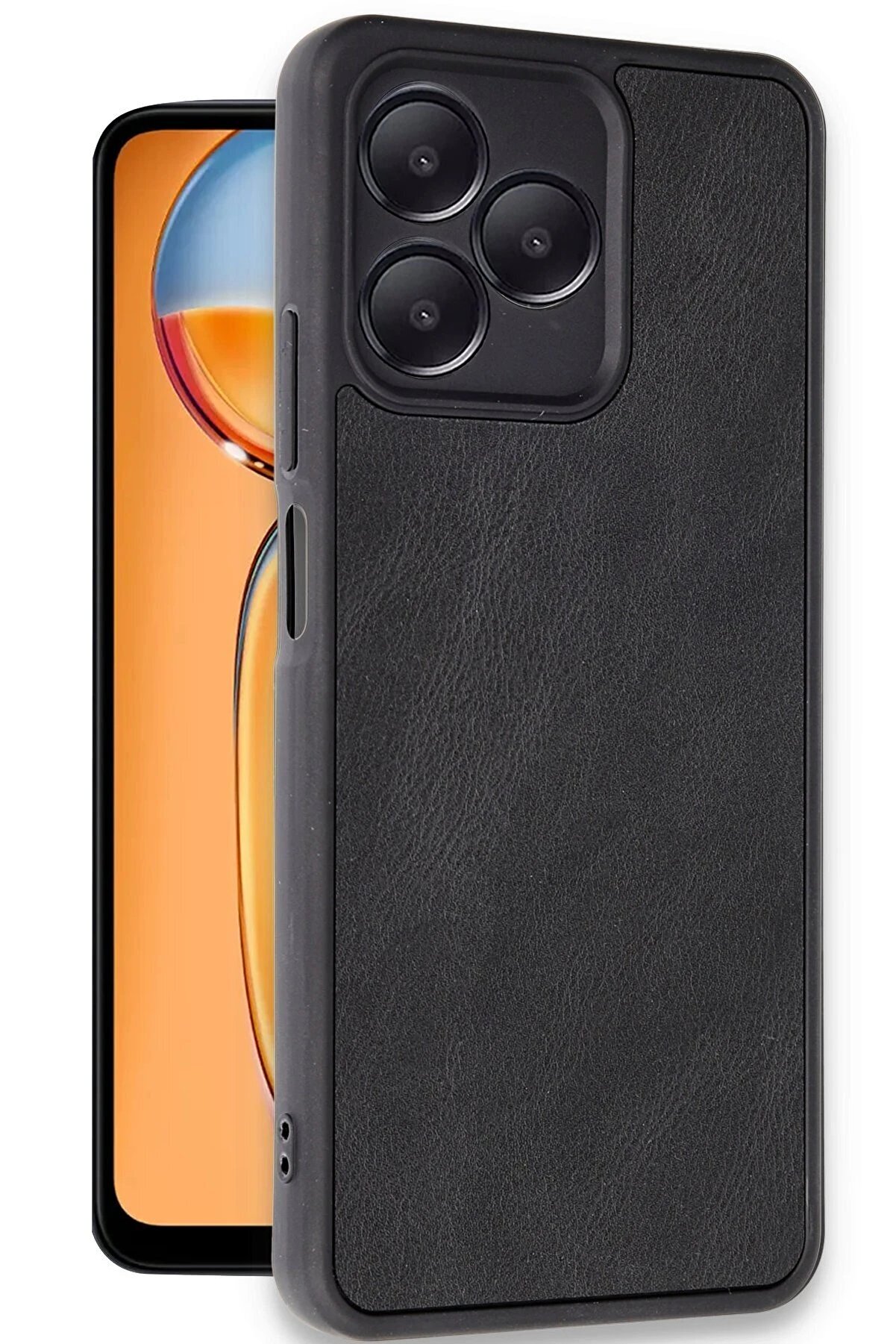 Realme Note 50 4G Kılıf Aras Deri̇ Kapak - Si̇yah - Dropx4019-2594