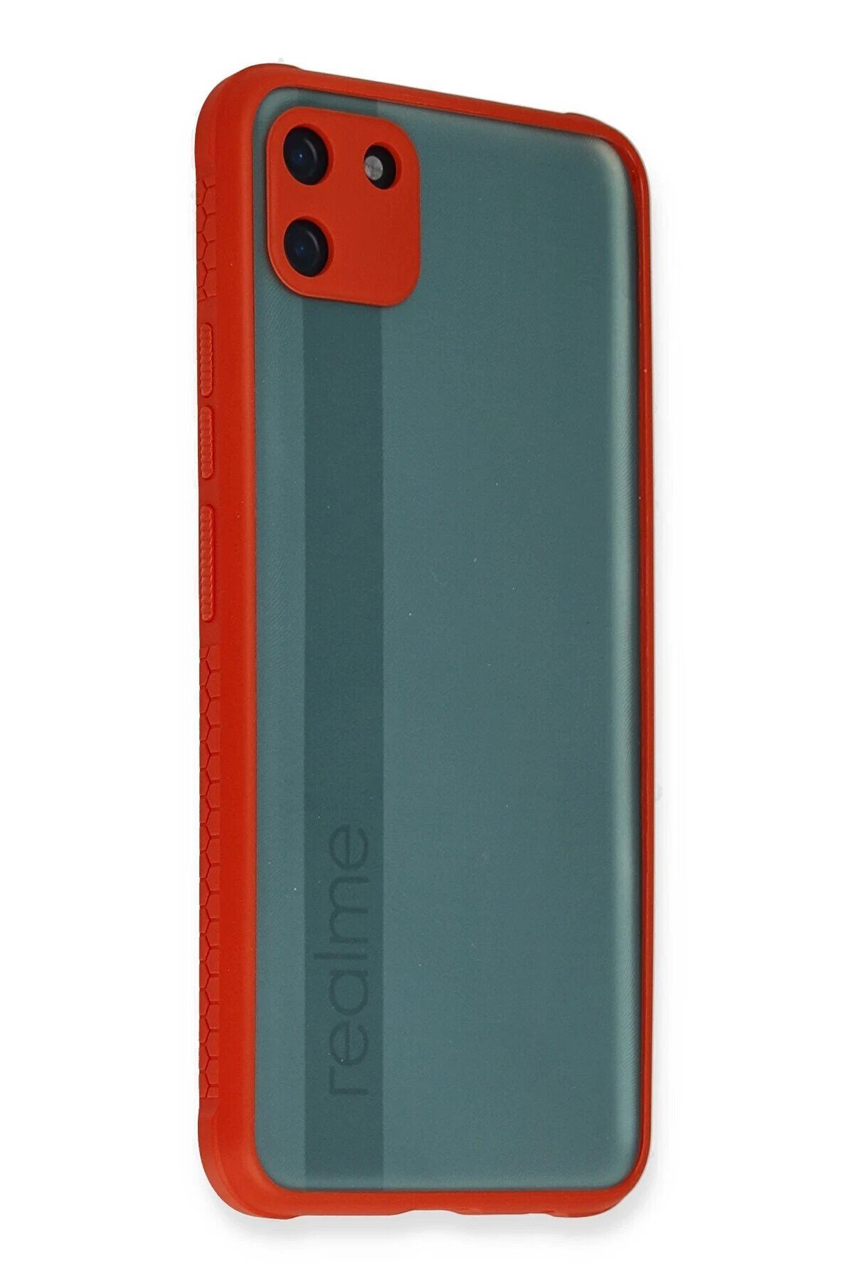 CepteToptan Realme C11 Kılıf Miami Şeffaf Silikon - Kırmızı - DROPX7801-4809