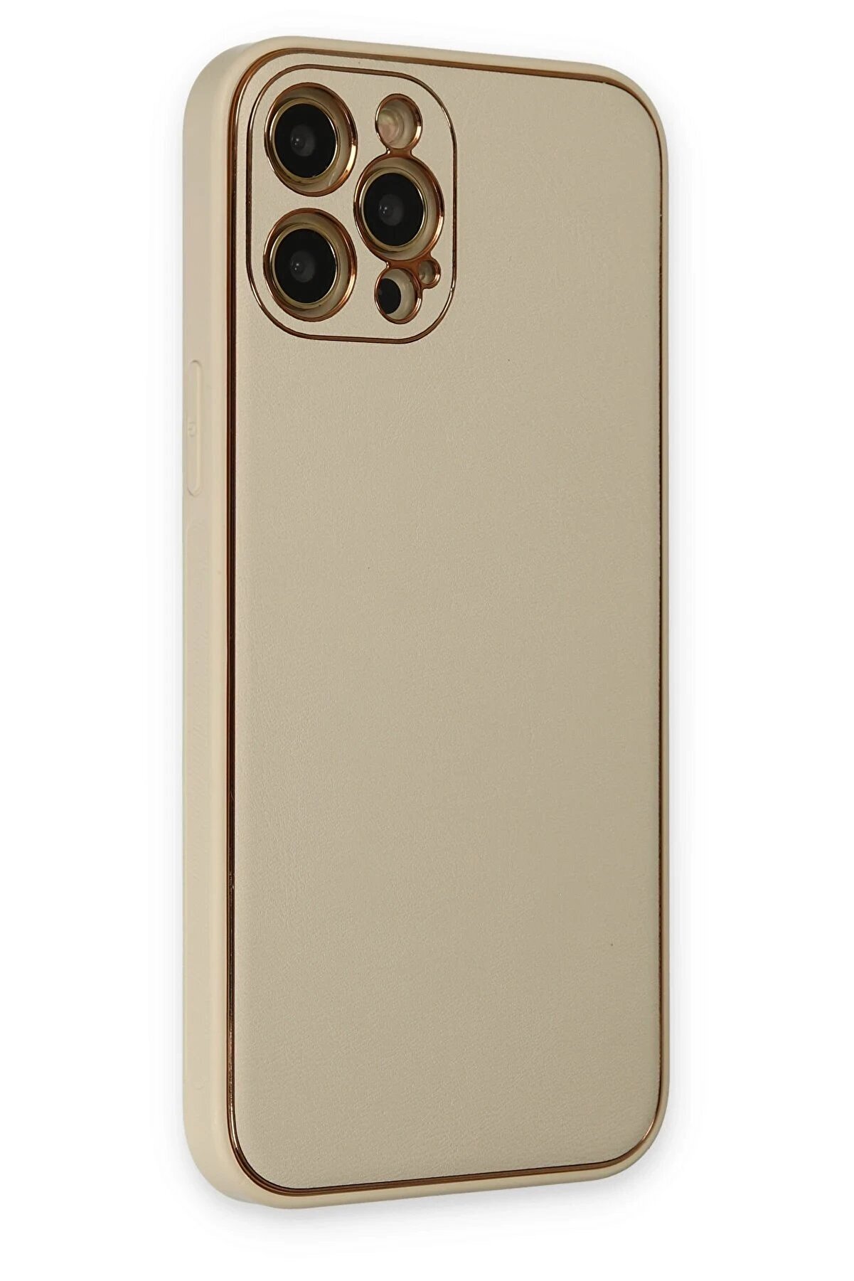 İphone 12 Pro Kılıf Coco Deri̇ Si̇li̇kon Kapak - Gold - Dropx5041-2771