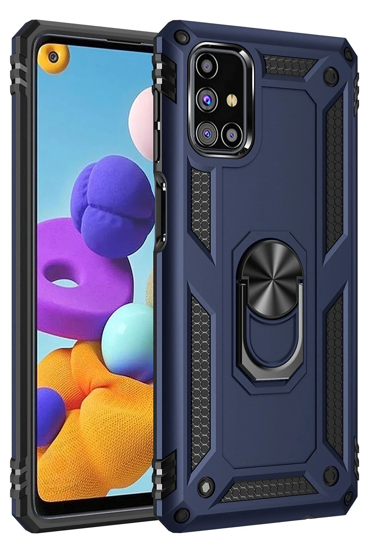 CepteToptan Samsung Galaxy M51 Kılıf Sofya Y&uuml;z&uuml;kl&uuml; Silikon Kapak - Lacivert - DROPX7714-1178