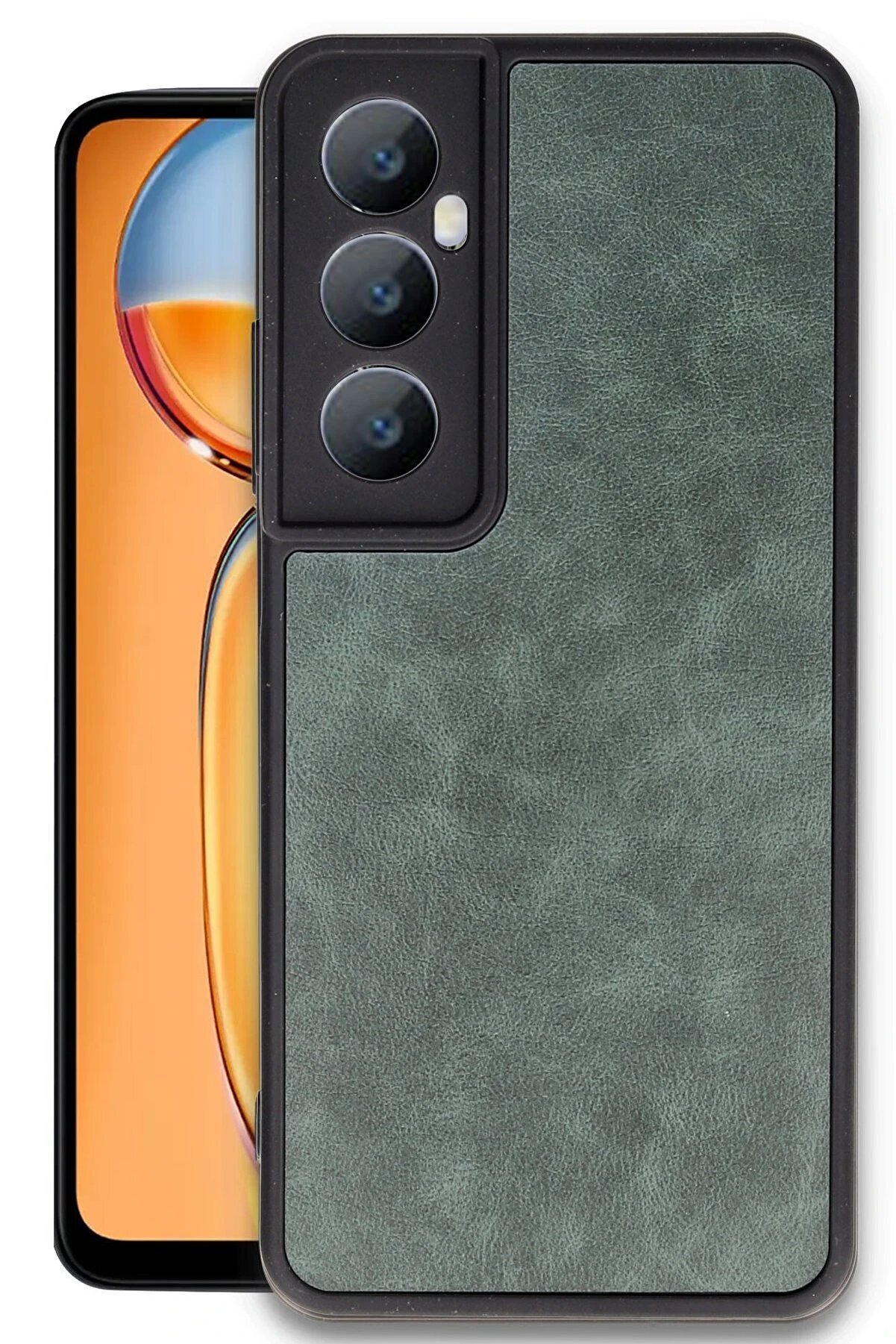 CepteToptan Realme C65 Kılıf Aras Deri Kapak - Koyu Yeşil - DROPX7911-1306