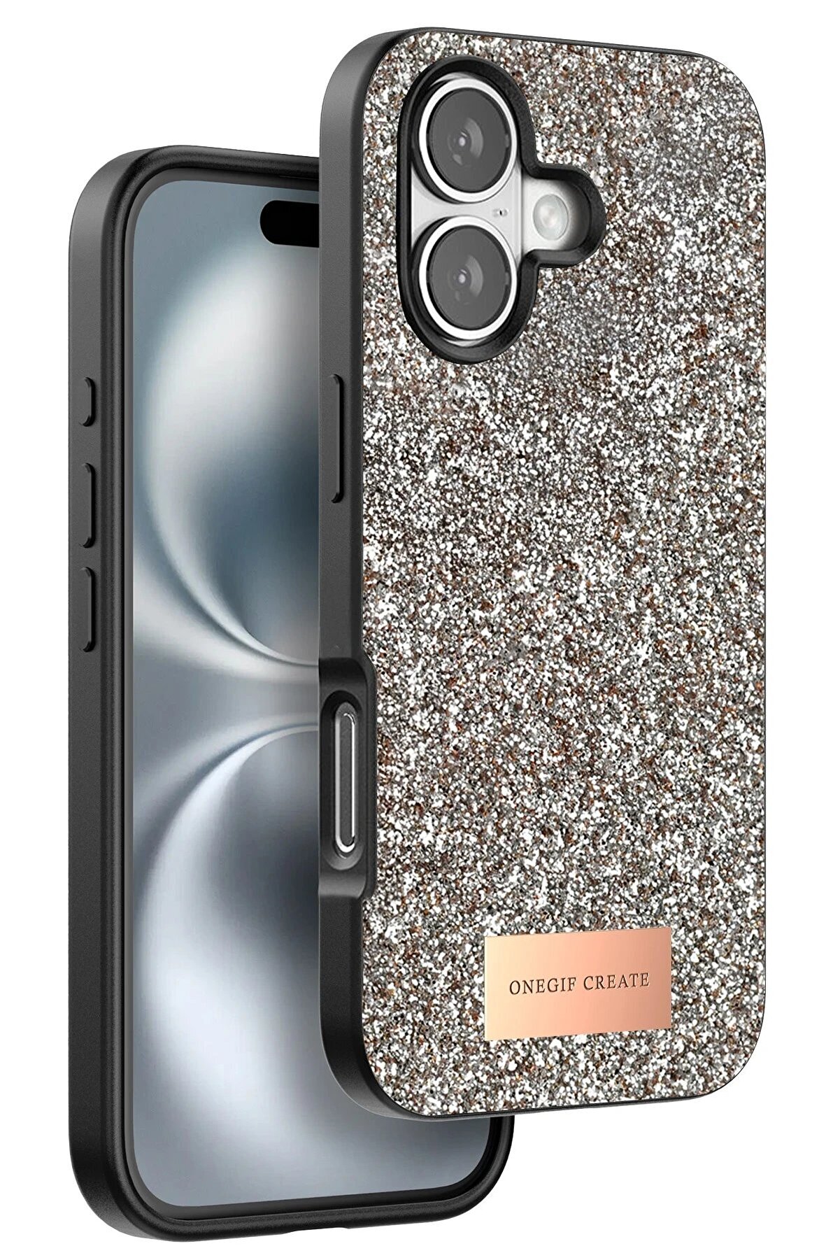 CepteToptan iPhone 16 Plus Bright Simli Kapak - Gold - DROPX6215-2937