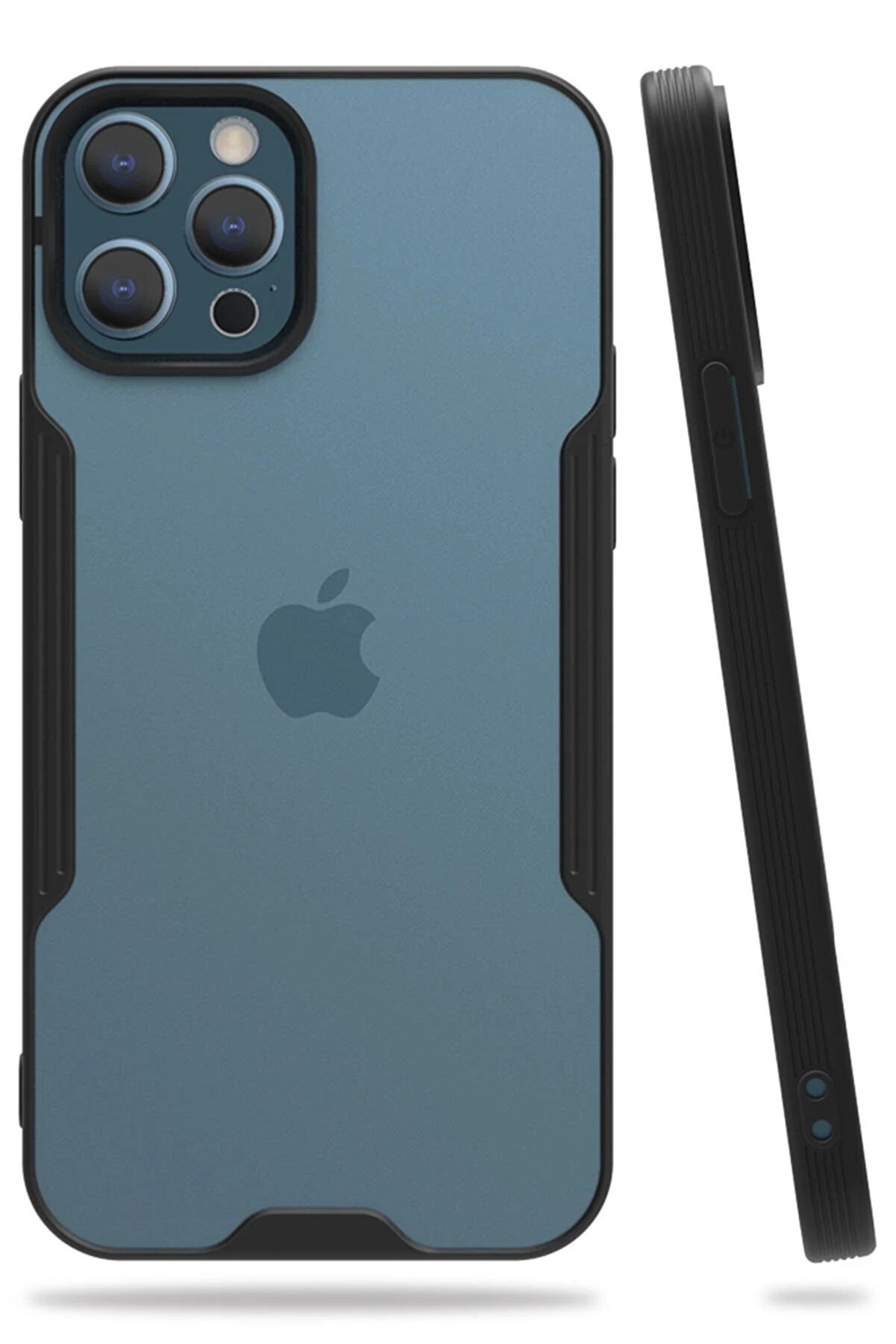 CepteToptan iPhone 12 Pro Max Kılıf Platin Silikon - Siyah - DROPX5543-2072