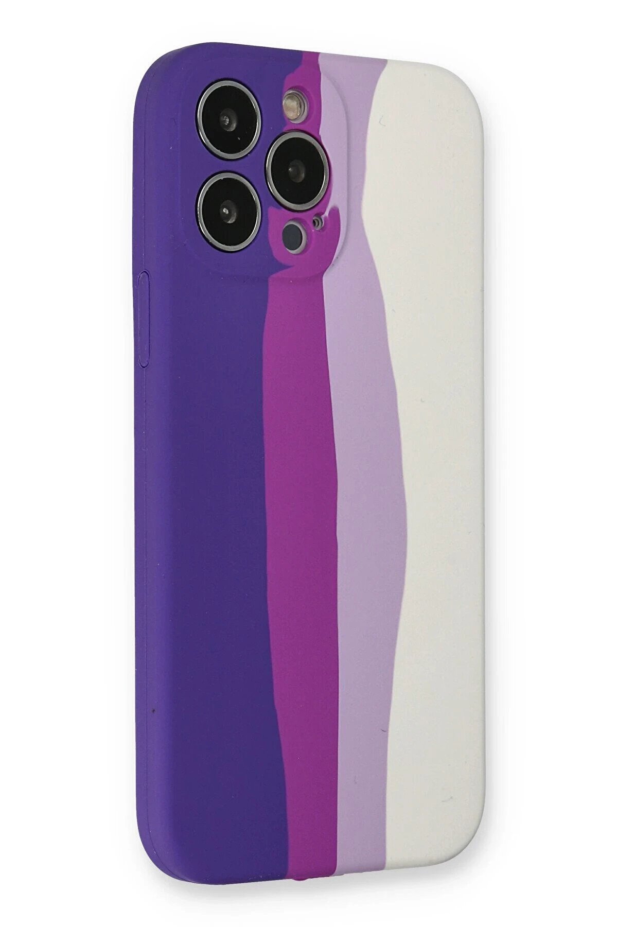 İphone 13 Pro Kılıf Ebruli̇ Lansman Si̇li̇kon - Mor-Beyaz - Neo3589-2634