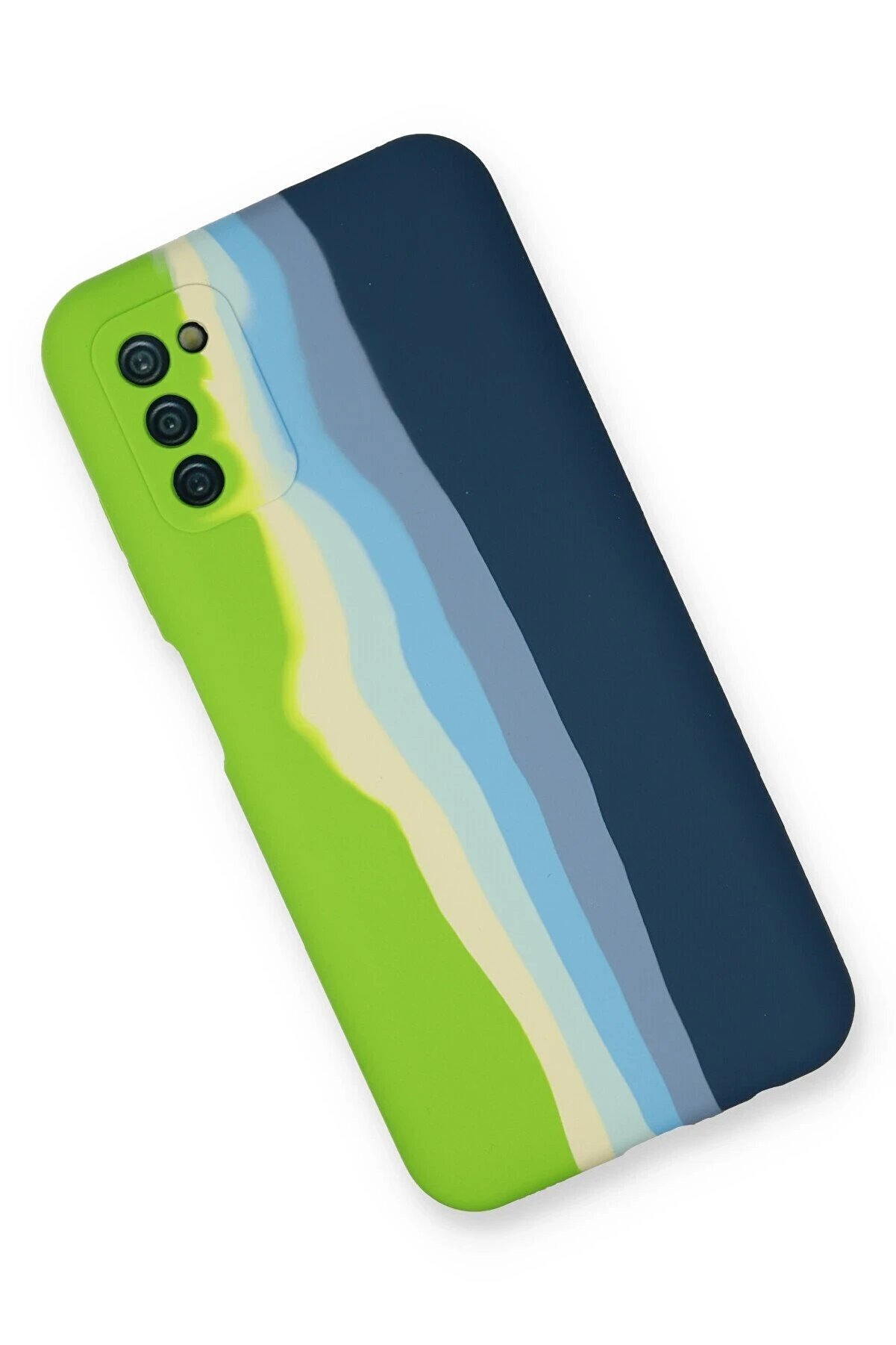 Samsung Galaxy A03S Kılıf Ebruli̇ Lansman Si̇li̇kon - Yeşi̇l-Koyu Yeşi̇l - Dropx6631-1071