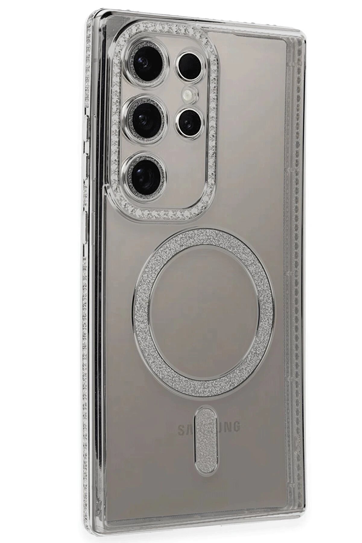 CepteToptan Samsung Galaxy S24 Ultra Kılıf Joke Simli Magneticsafe Kılıf - Gümüş - DROPX6359-1144