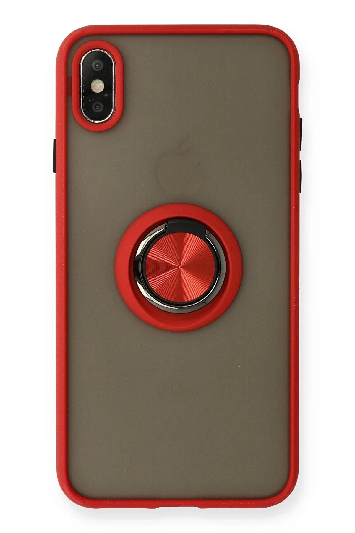 CepteToptan iPhone X Kılıf Montreal Yüzüklü Silikon Kapak - Kırmızı - DROPX1990-1064