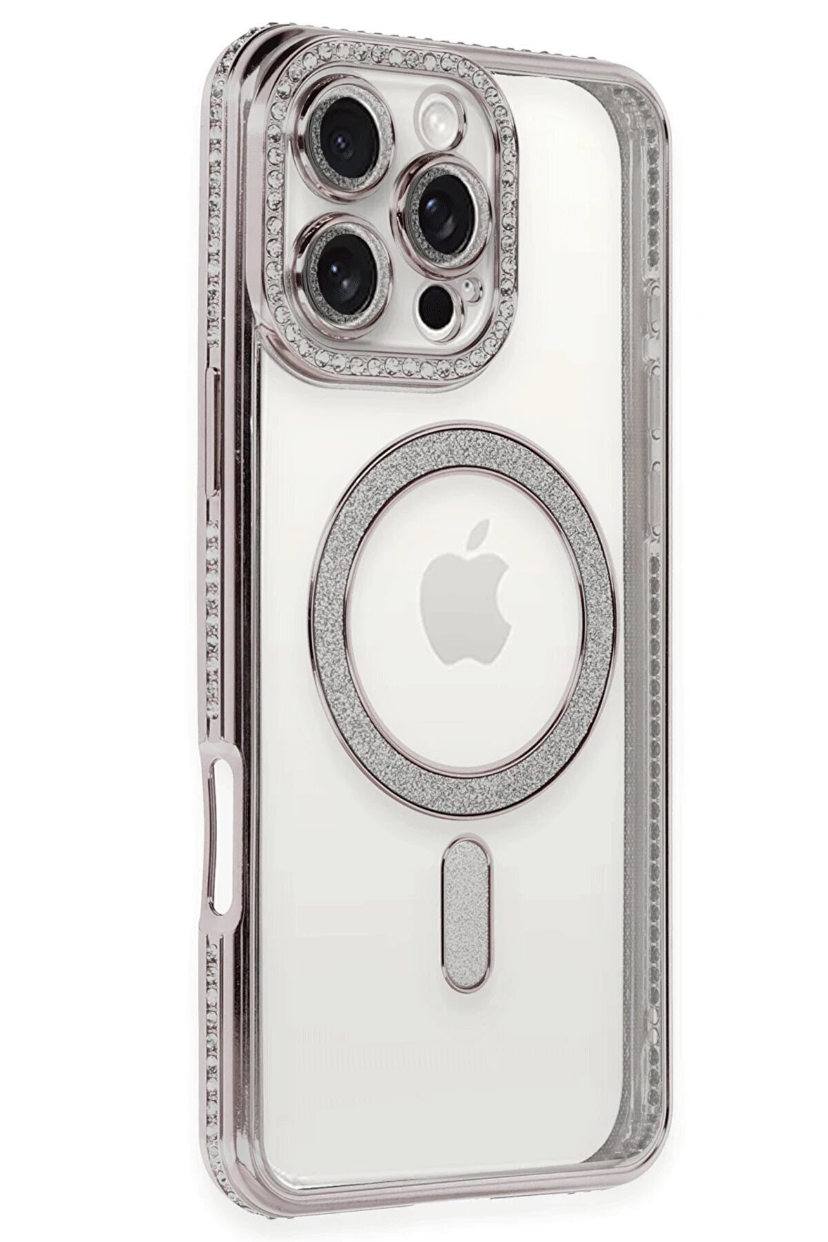 CepteToptan iPhone 16 Pro Kılıf Joke Simli Magneticsafe Kılıf - Pembe - DROPX4828-5099