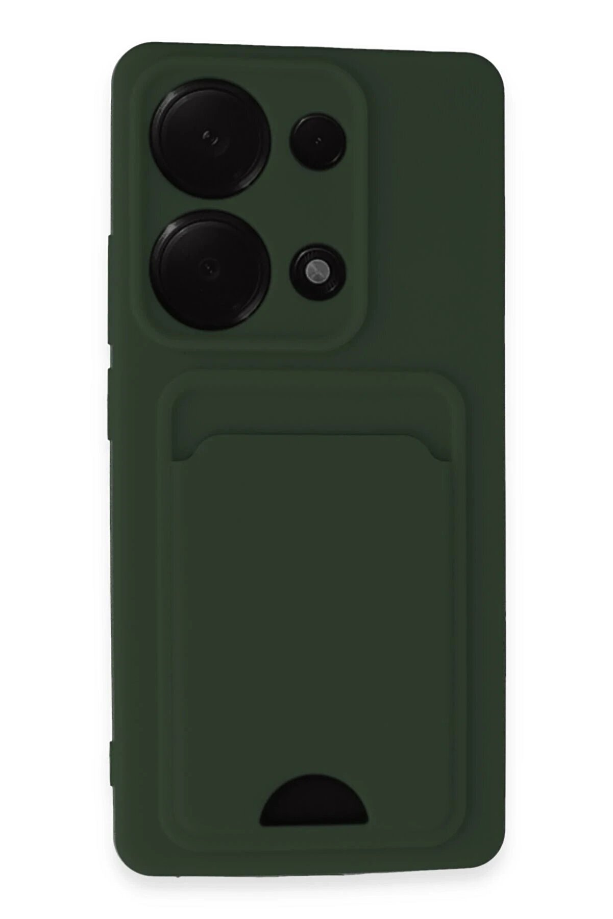 CepteToptan Xiaomi Redmi Note 13 Pro 4G Kılıf Kelvin Kartvizitli Silikon - Koyu Yeşil - DROPX9452-7638