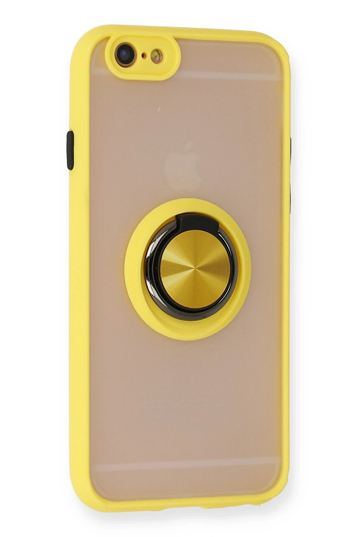 İphone 6 Kılıf Montreal Yüzüklü Si̇li̇kon Kapak - Sarı - Dropx2201-8590