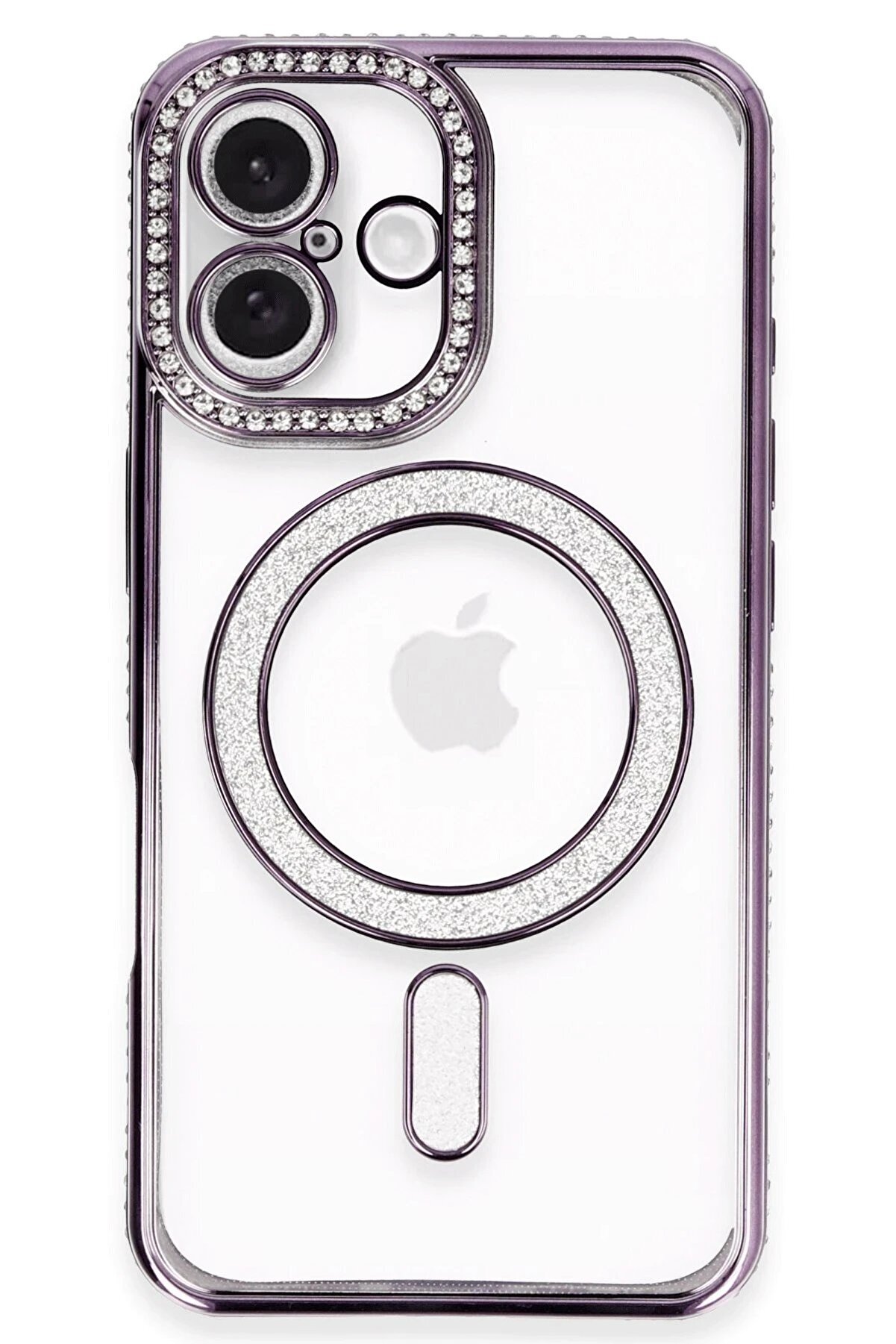 CepteToptan iPhone 16 Plus Kılıf Joke Simli Magneticsafe Kılıf - Derin Mor - DROPX1023-9806