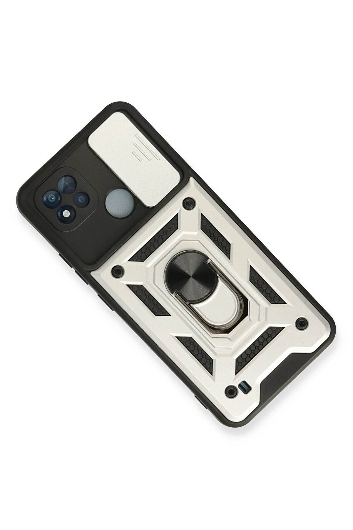 Realme C11 2021 Kılıf Pars Lens Yüzüklü Si̇li̇kon - Gümüş - Dropx8072-5451