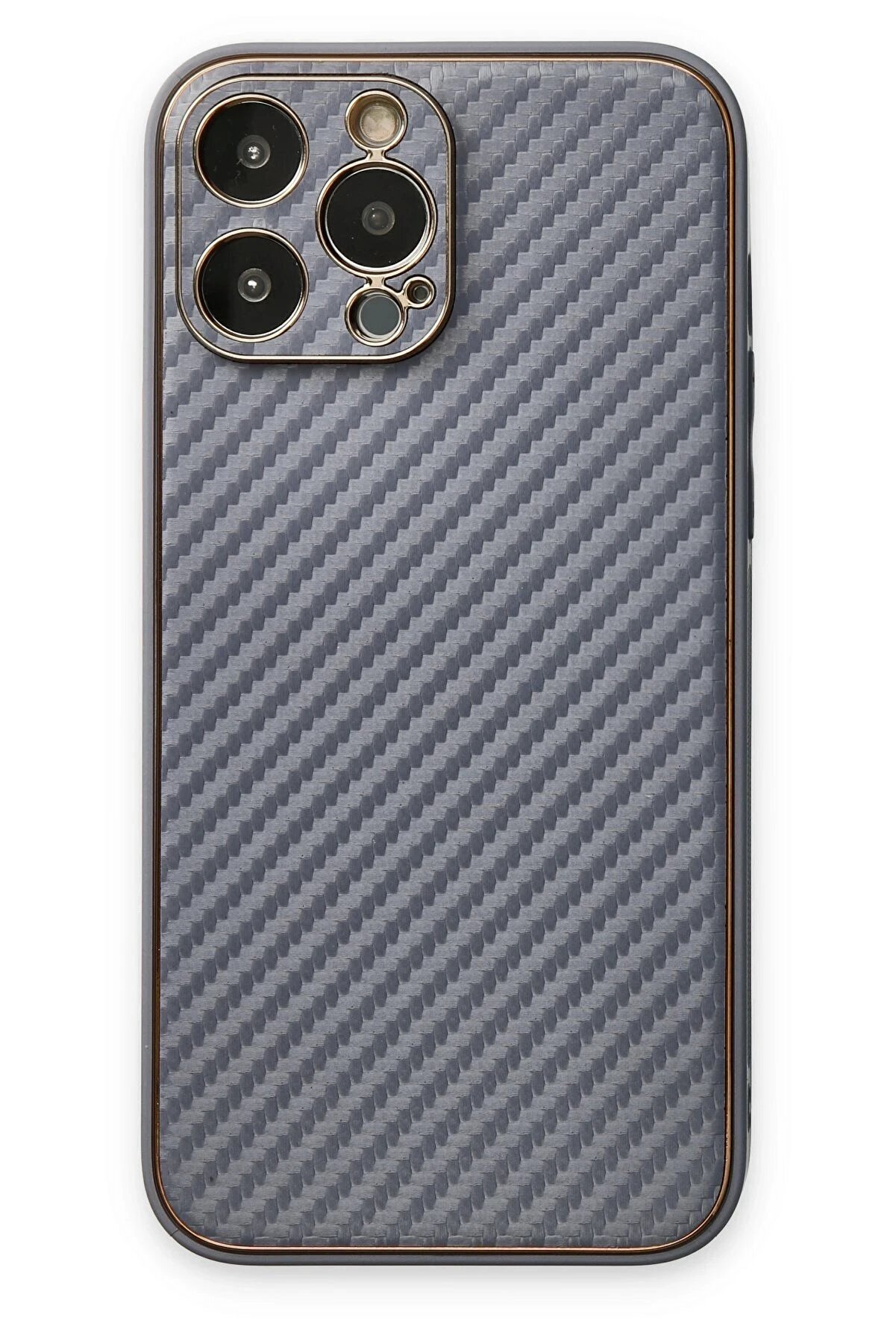 CepteToptan iPhone 13 Pro Max Kılıf Coco Karbon Silikon - Gri - DROPX6111-1005