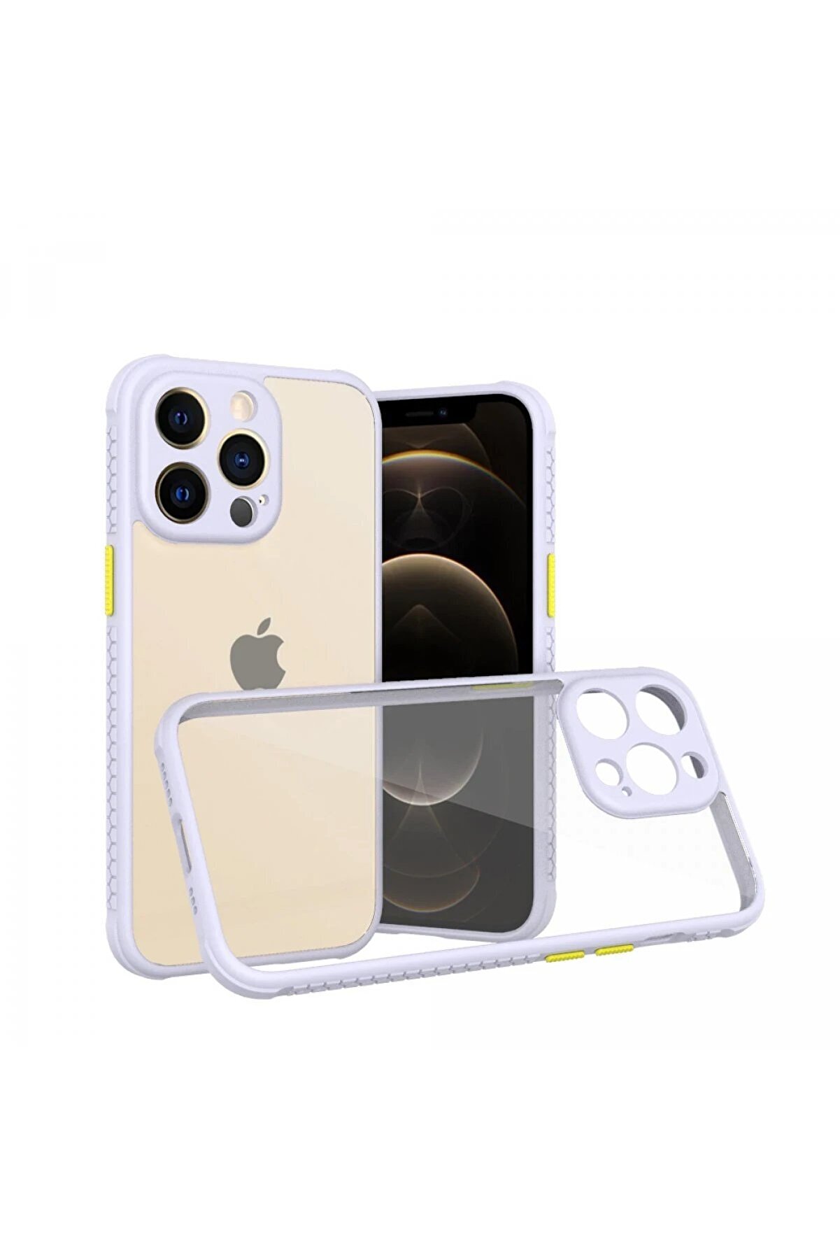 CepteToptan iPhone 13 Pro Kılıf Miami Şeffaf Silikon - Lila - DROPX8811-7217