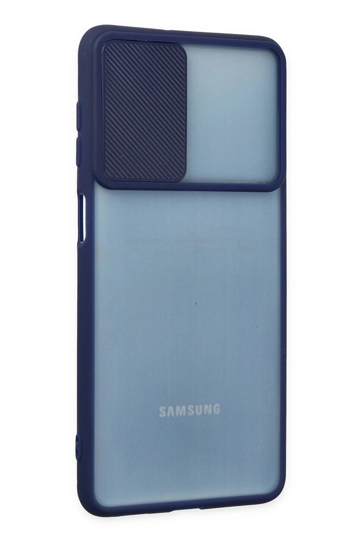 Samsung Galaxy M52 5G Kılıf Palm Buzlu Kamera Sürgülü Si̇li̇kon - Laci̇vert - Dropx9265-6487