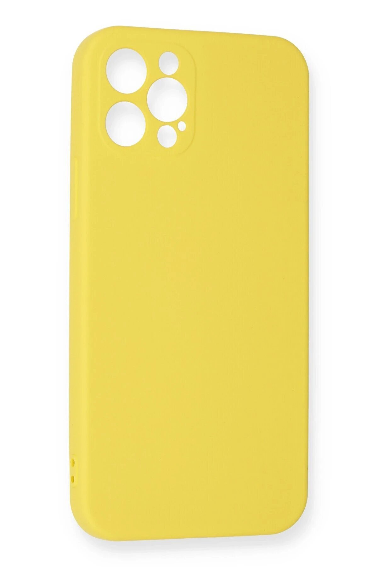 İphone 12 Pro Max Kılıf Nano İçi̇ Kadi̇fe Si̇li̇kon - Sarı - Dropx1945-2592